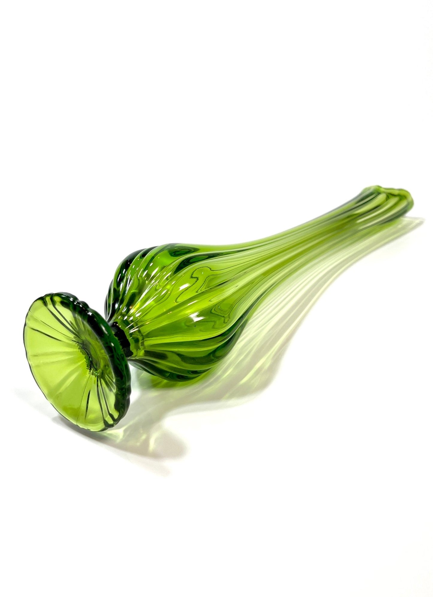 Mid Century Green Glass Swung Vase - Georgie's NYC - Vases