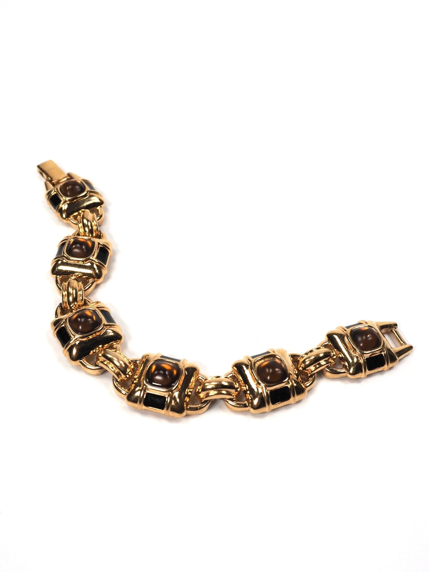 Monet Gold and Black Enamel Etruscan Style Bracelet - Georgie's NYC - Bracelets