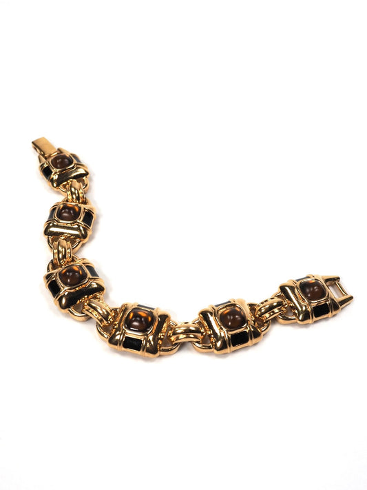 Monet Gold and Black Enamel Etruscan Style Bracelet - Georgie's NYC - Bracelets