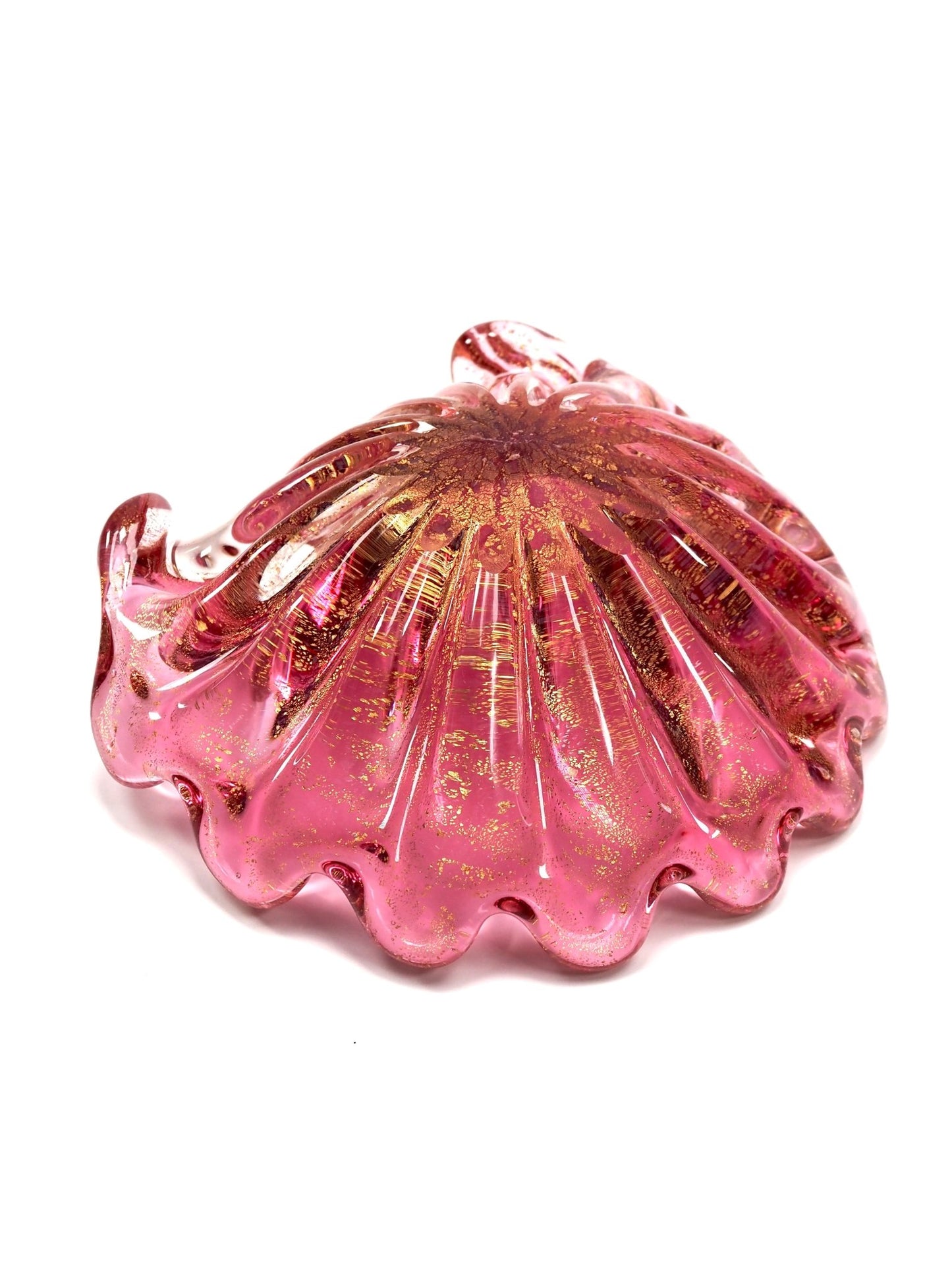 Murano Pink and Gold Scalloped Bowl - Georgie's NYC - Decorative Bowls