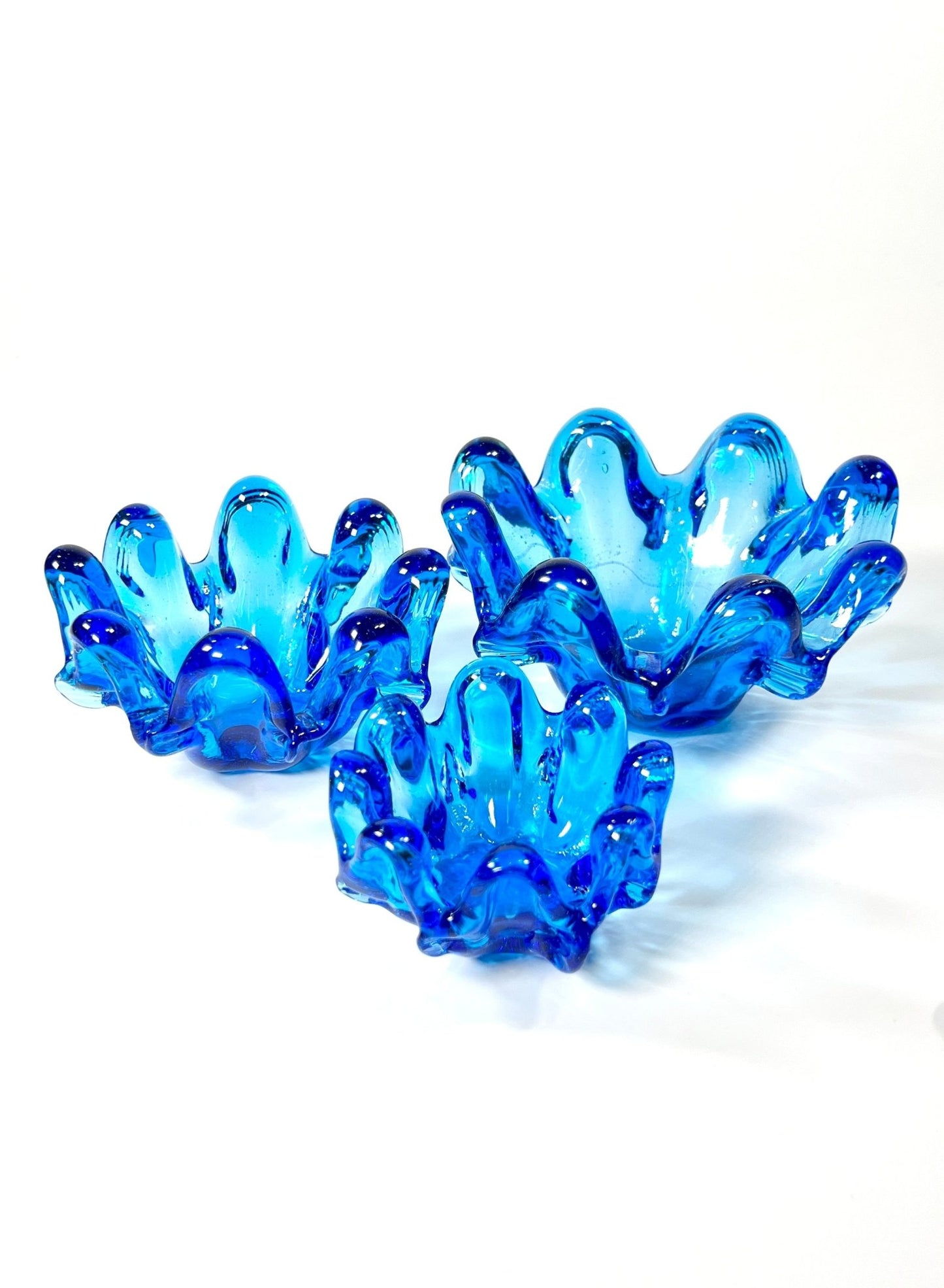Murano Turquoise Blue Nesting Bowls Set of 3 - Georgie's NYC - Decorative Bowls