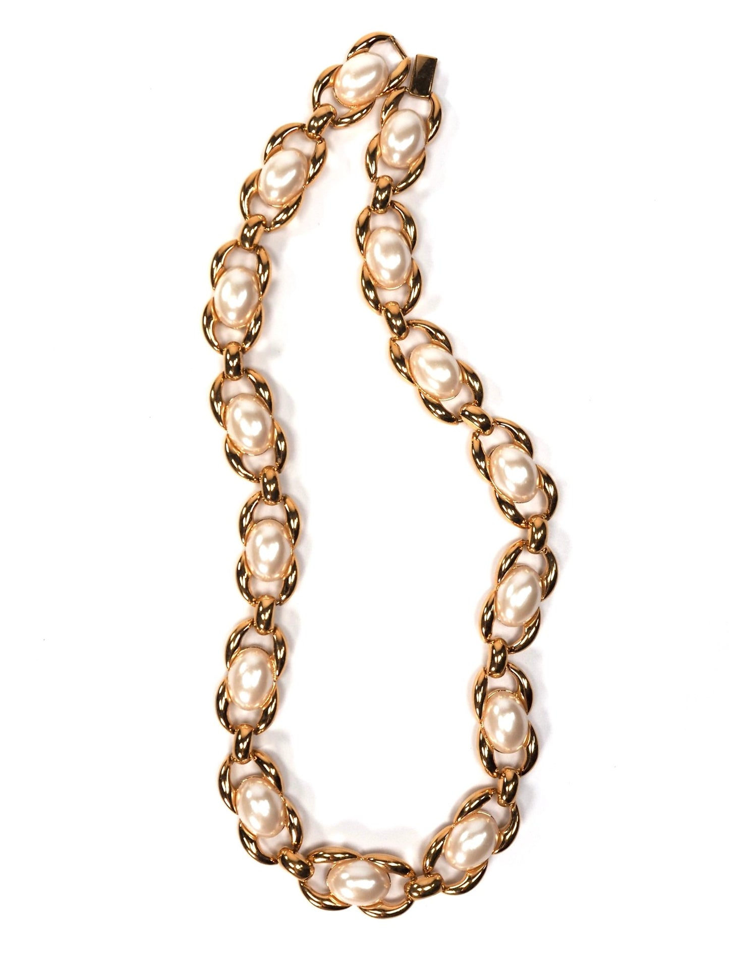 Napier Faux Pearl and Gold Chunky Link Necklace - Georgie's NYC - Necklaces