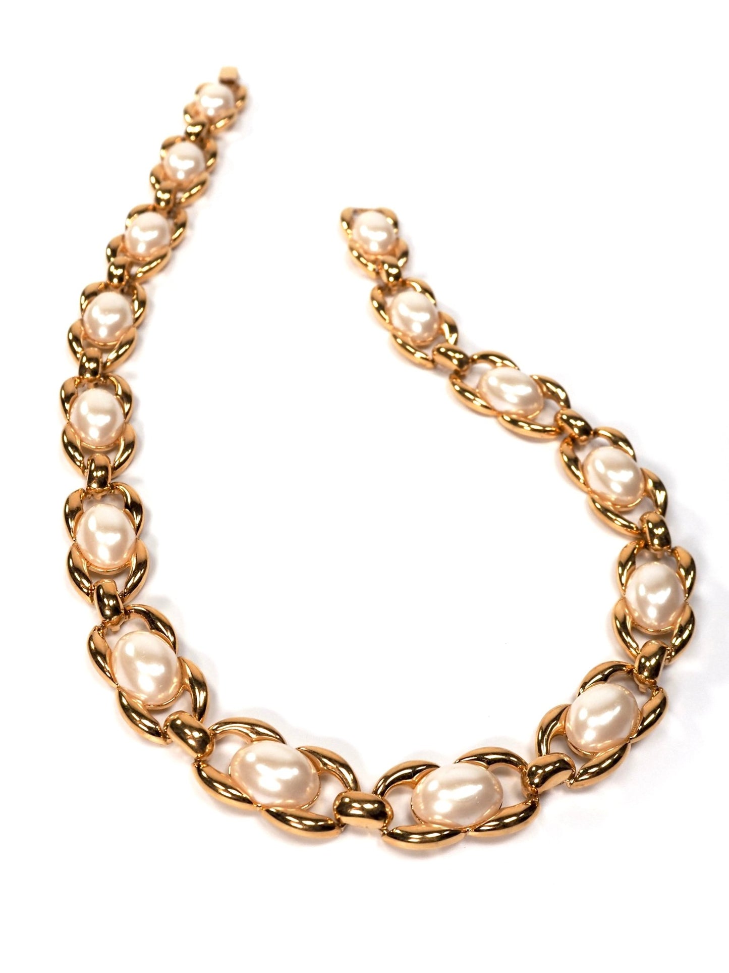 Napier Faux Pearl and Gold Chunky Link Necklace - Georgie's NYC - Necklaces