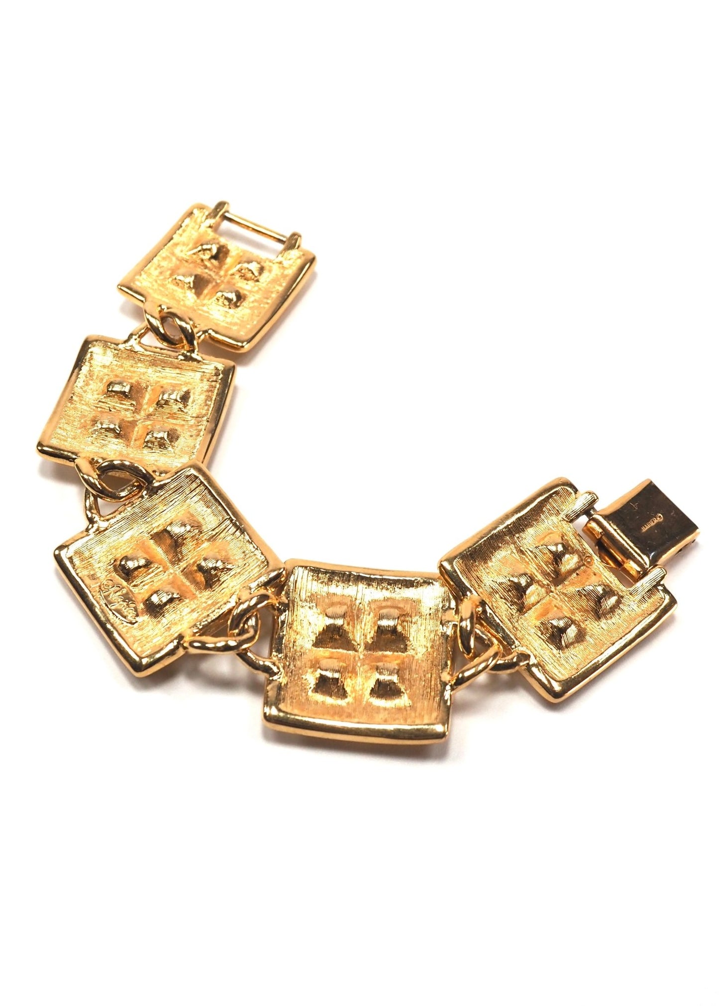 Napier Gold Amber Jeweled Galleria Square Link Bracelet - Georgie's NYC - Bracelets
