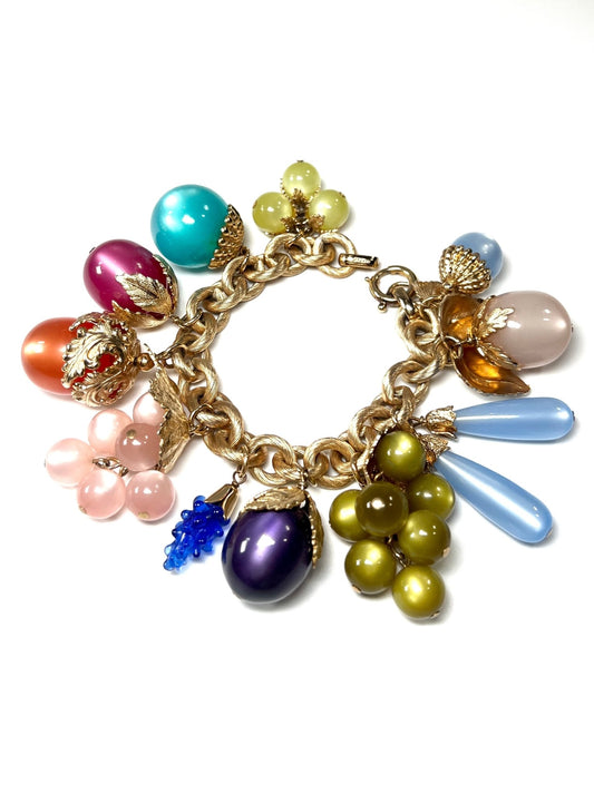 Napier Gold Lucite Moonglow Tropicana Fruit Salad Charm Bracelet - Georgie's NYC - Bracelets