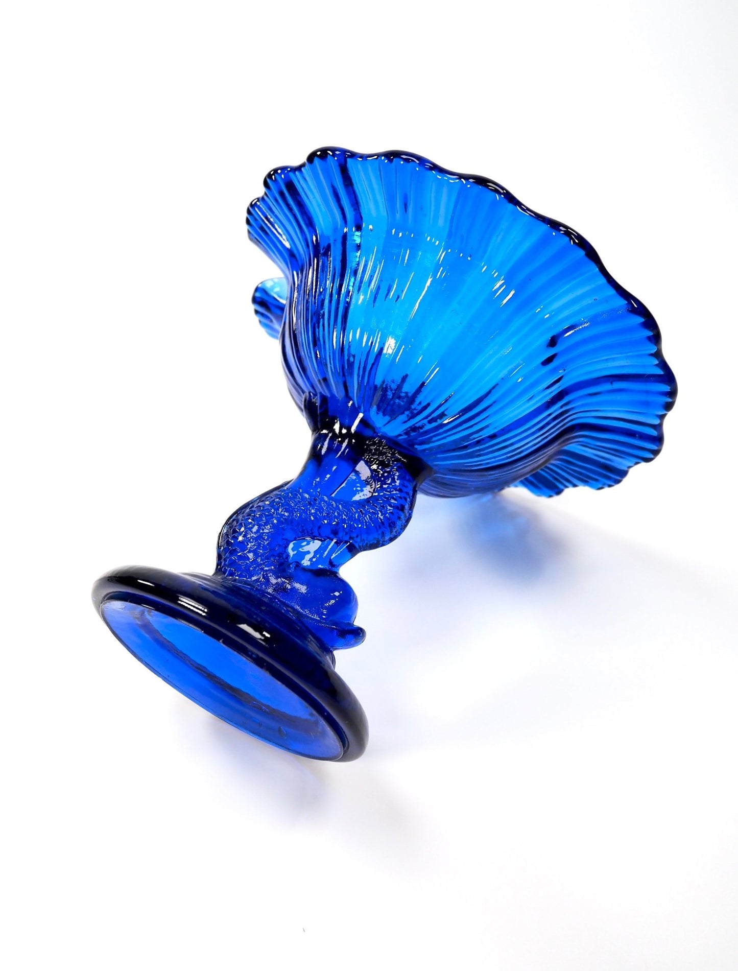 Northwood Cobalt Blue Dolphinfish Pedestal Compote Dish - Georgie's NYC - Decorative Bowls
