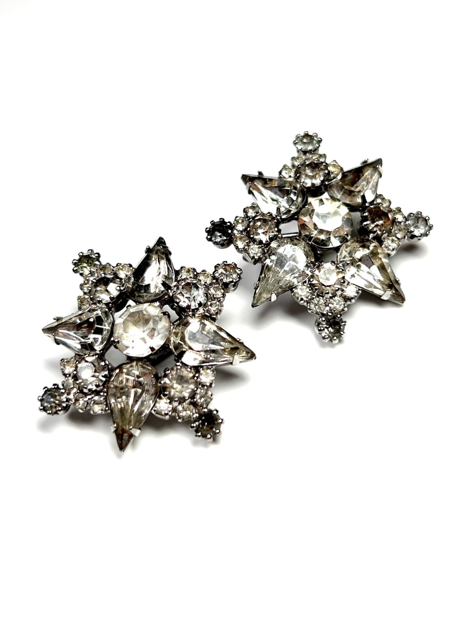 Octagram Star Light Grey Rhinestone Earrings - Georgie's NYC - Earrings