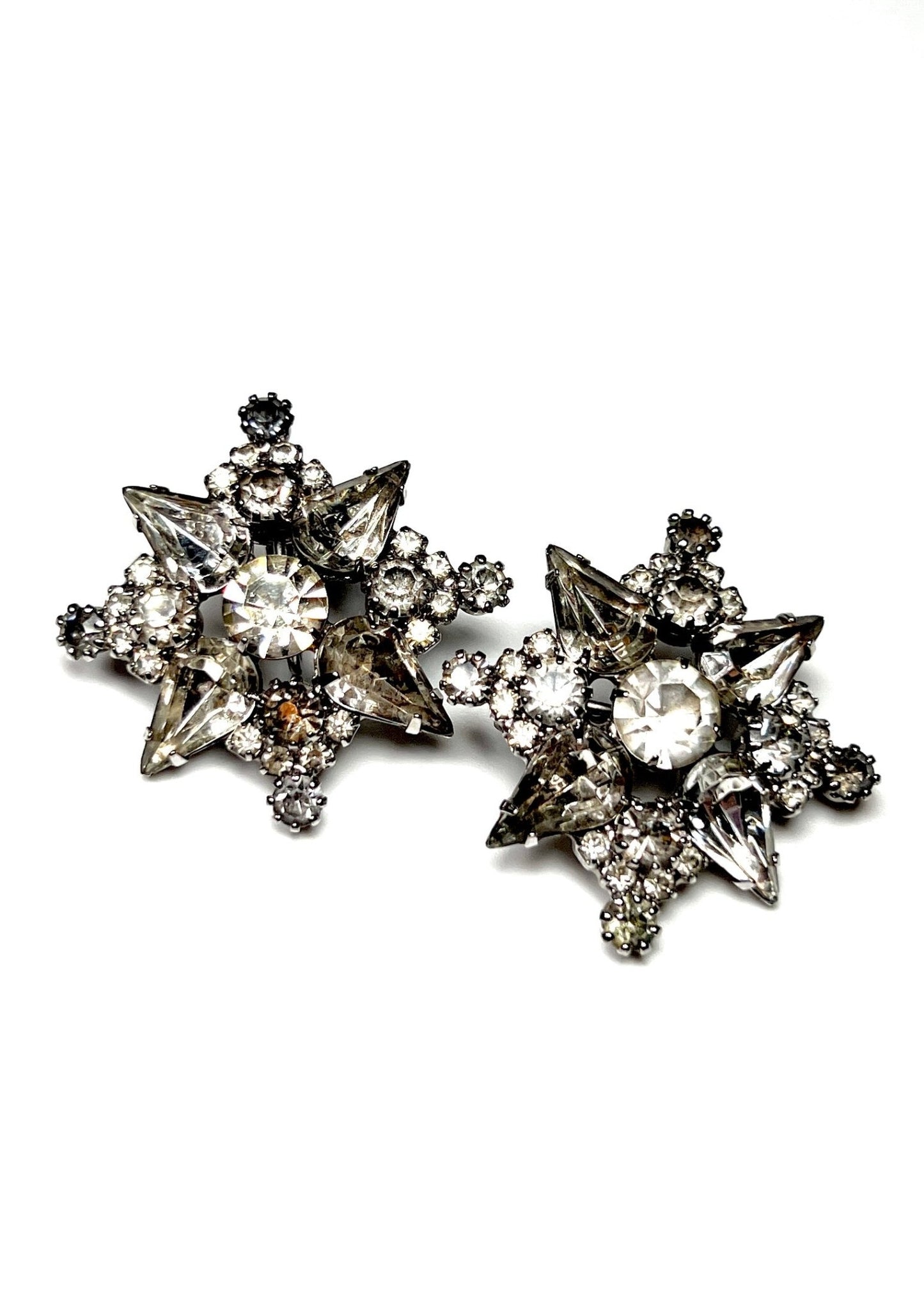 Octagram Star Light Grey Rhinestone Earrings - Georgie's NYC - Earrings