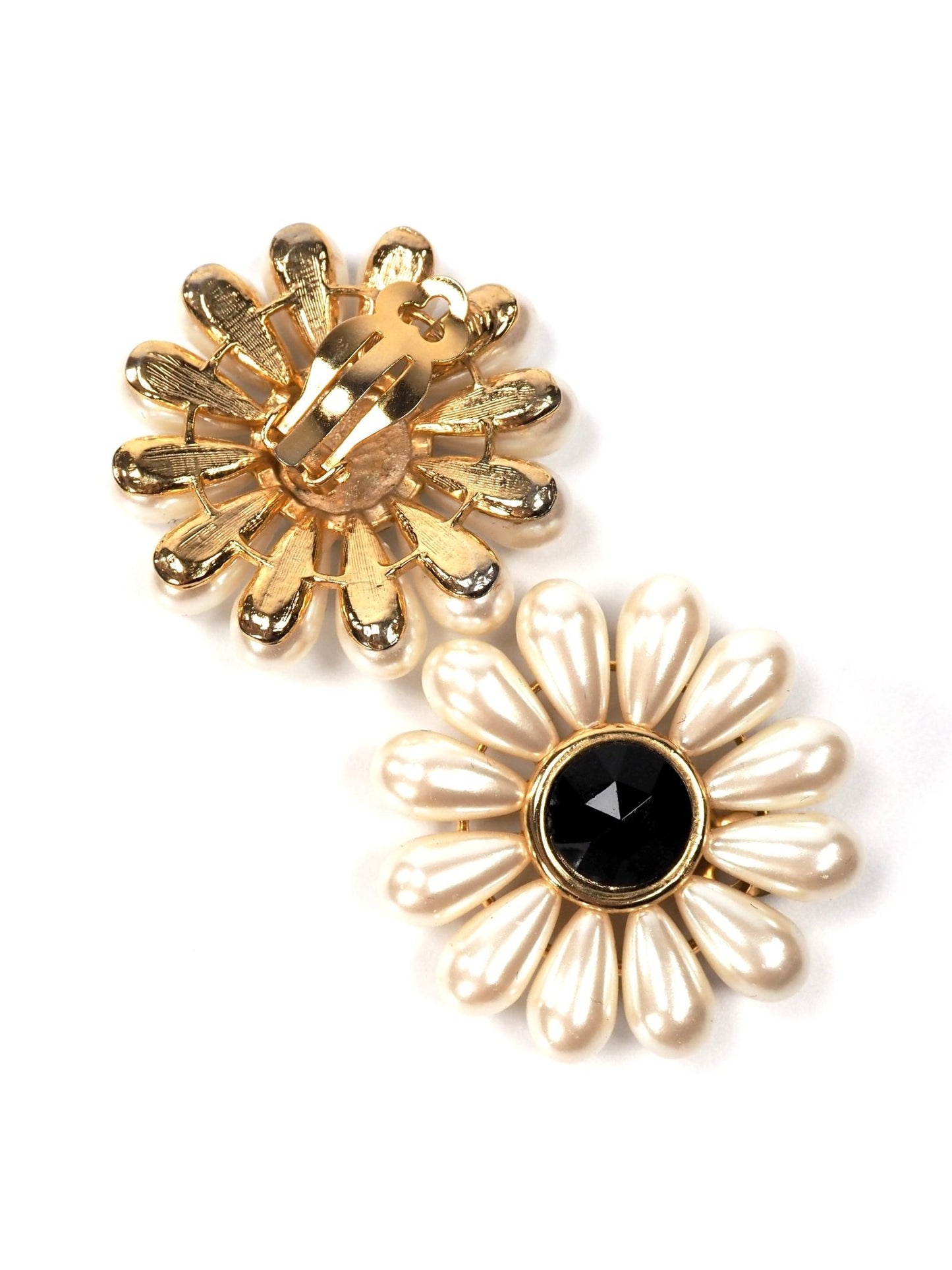 Oversized Faux Pearl Flower Earrings - Georgie's NYC - Earrings