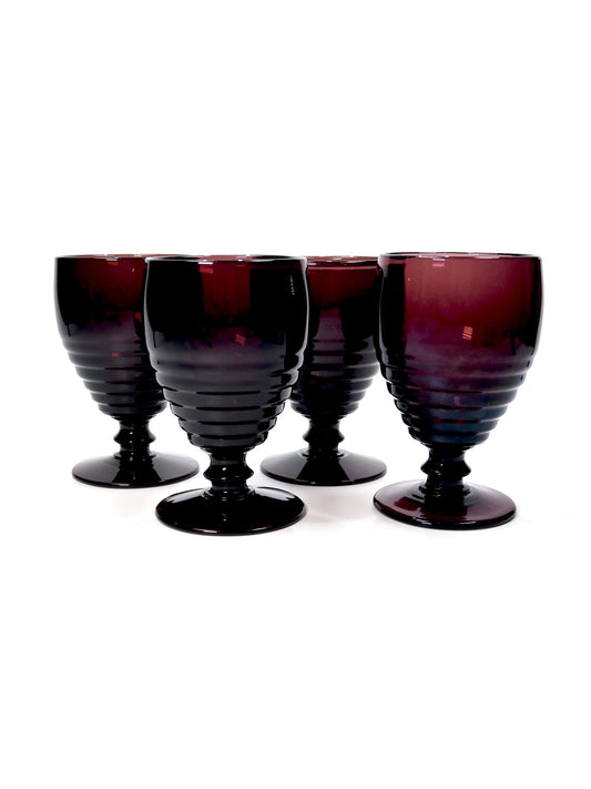 Paden City Dark Purple Goblet Drinking Glasses - Georgie's NYC - Drinkware