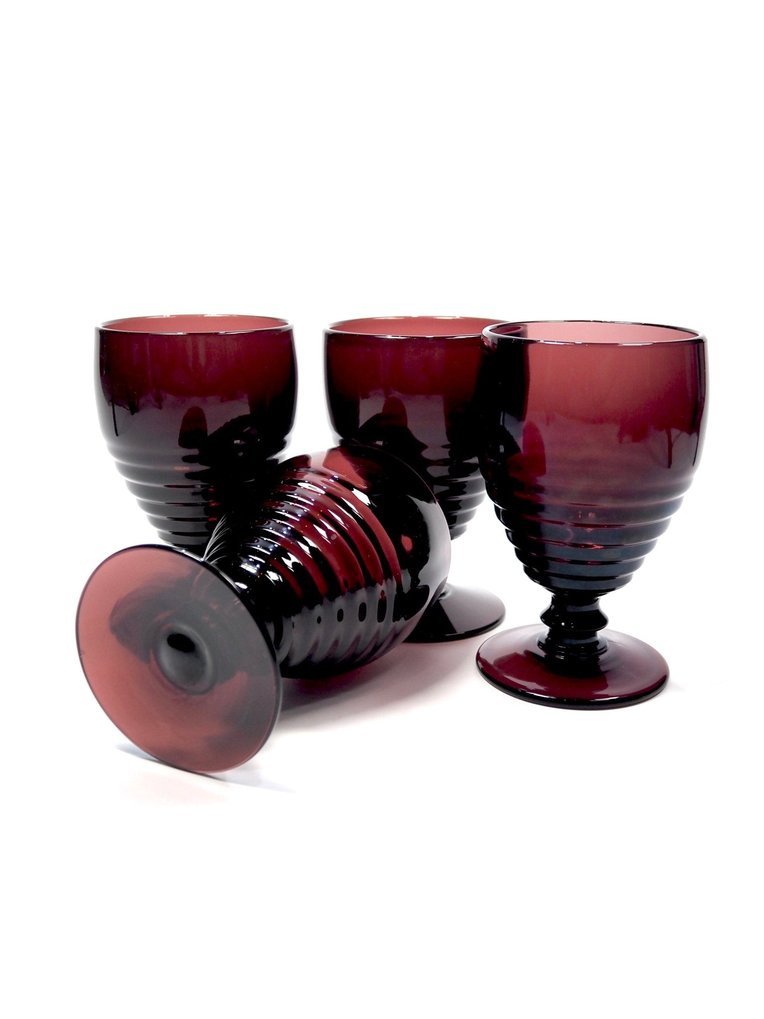 Paden City Dark Purple Goblet Drinking Glasses - Georgie's NYC - Drinkware