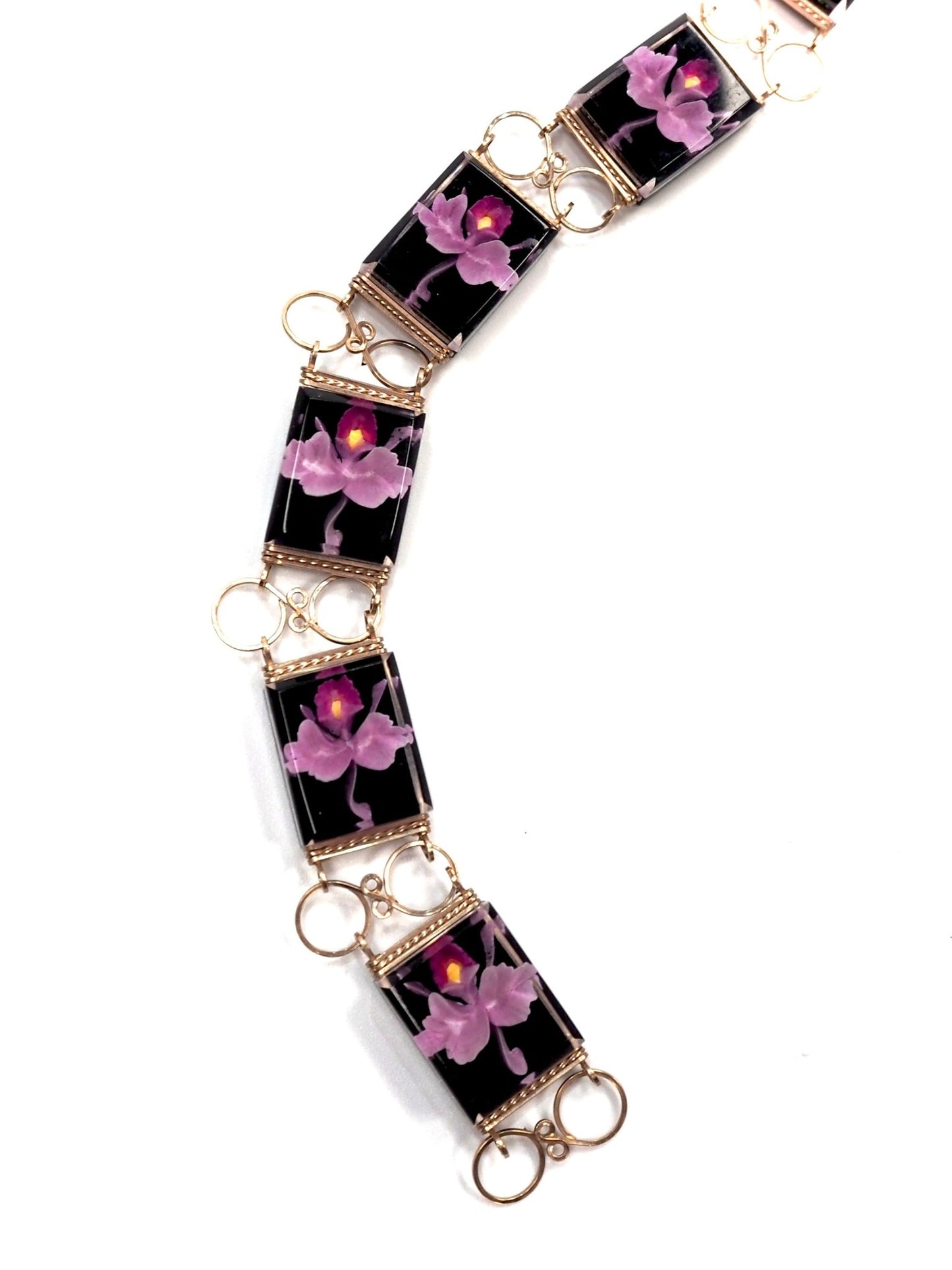 Purple Orchid Reverse Carved Lucite Bracelet - Georgie's NYC - Bracelets