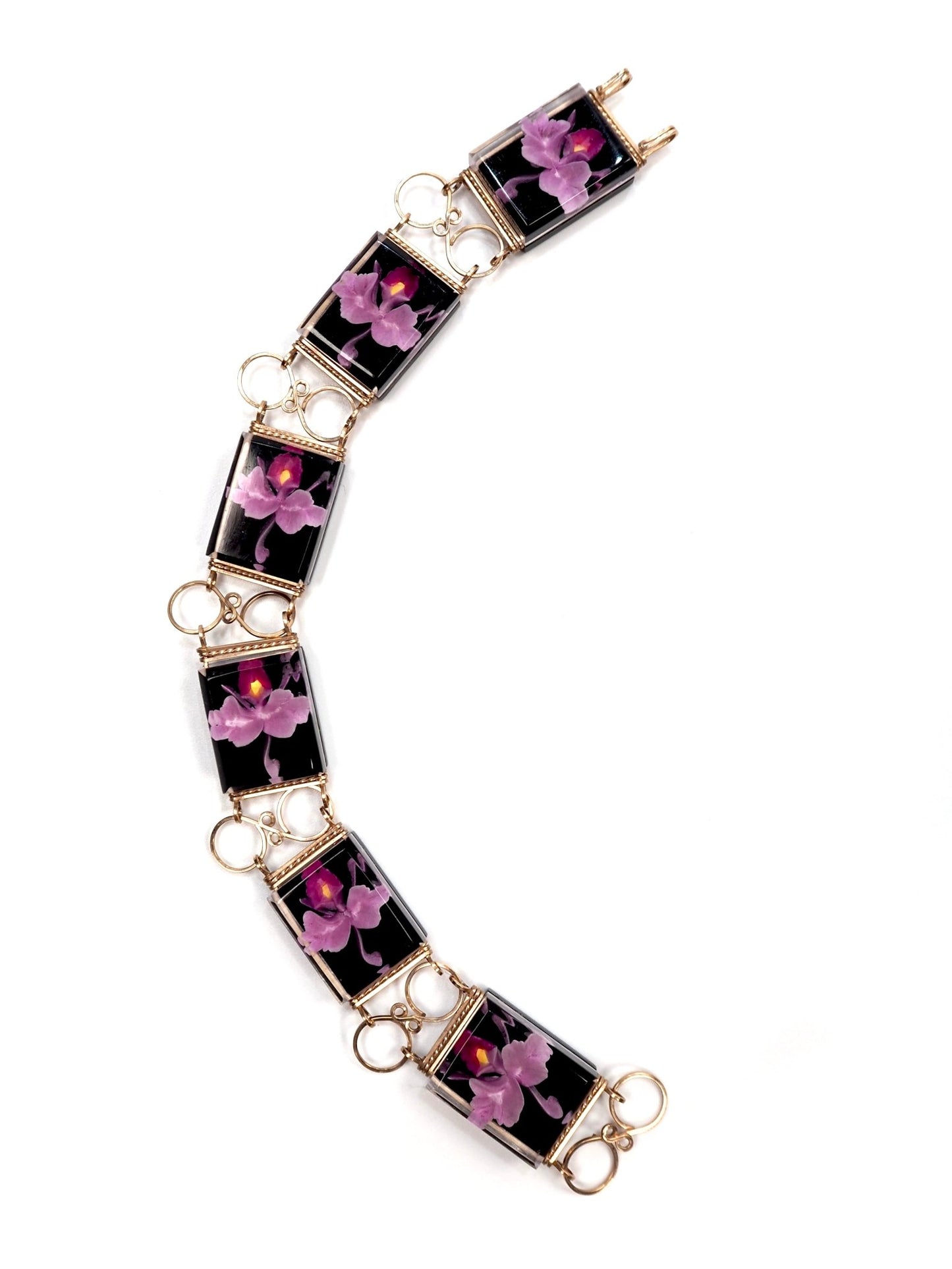 Purple Orchid Reverse Carved Lucite Bracelet - Georgie's NYC - Bracelets