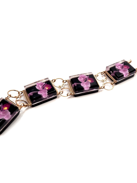 Purple Orchid Reverse Carved Lucite Bracelet - Georgie's NYC - Bracelets