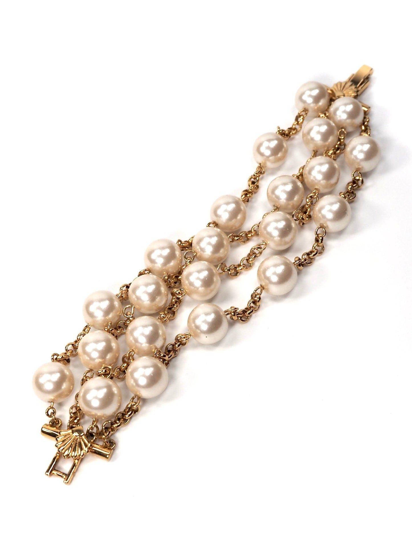 Richelieu Faux Pearl and Gold Multi Layered Bracelet - Georgie's NYC - Bracelets