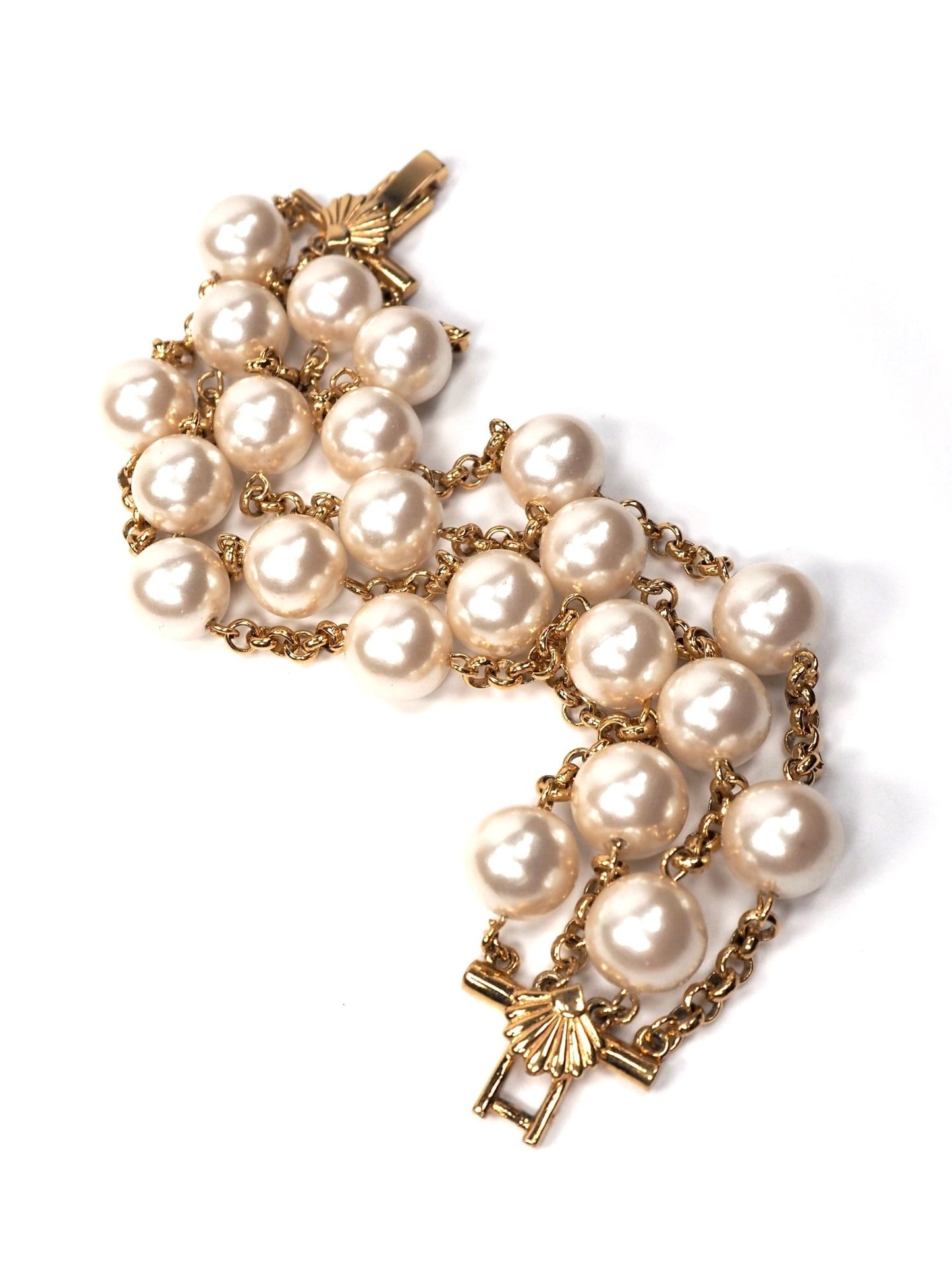 Richelieu Faux Pearl and Gold Multi Layered Bracelet - Georgie's NYC - Bracelets