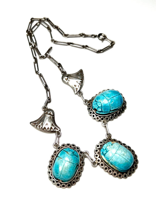 Scarab Sterling Silver Necklace - Georgie's NYC - Necklaces