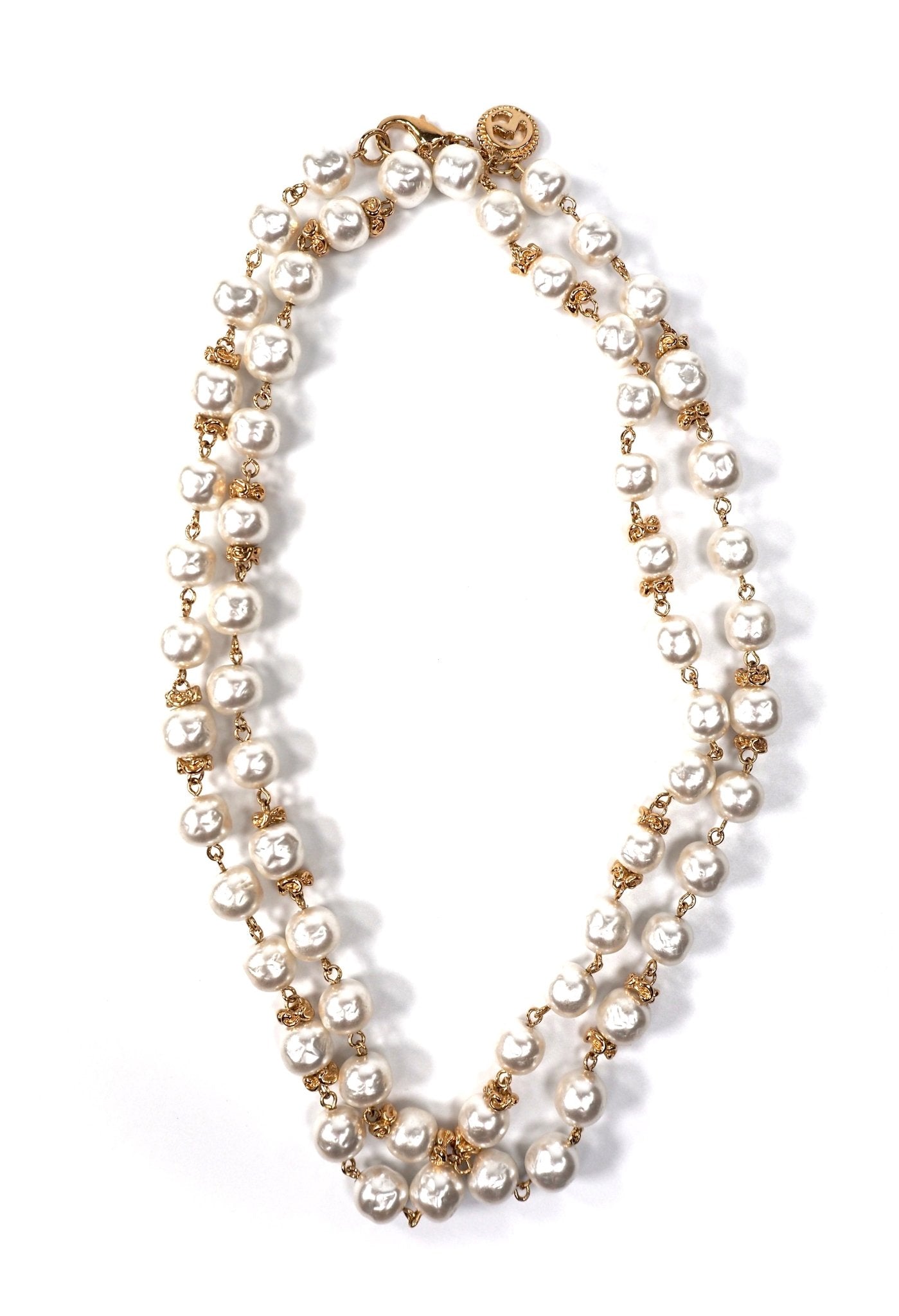 St. John Baroque Faux Pearl and Gold Long Necklace - Georgie's NYC - Necklaces