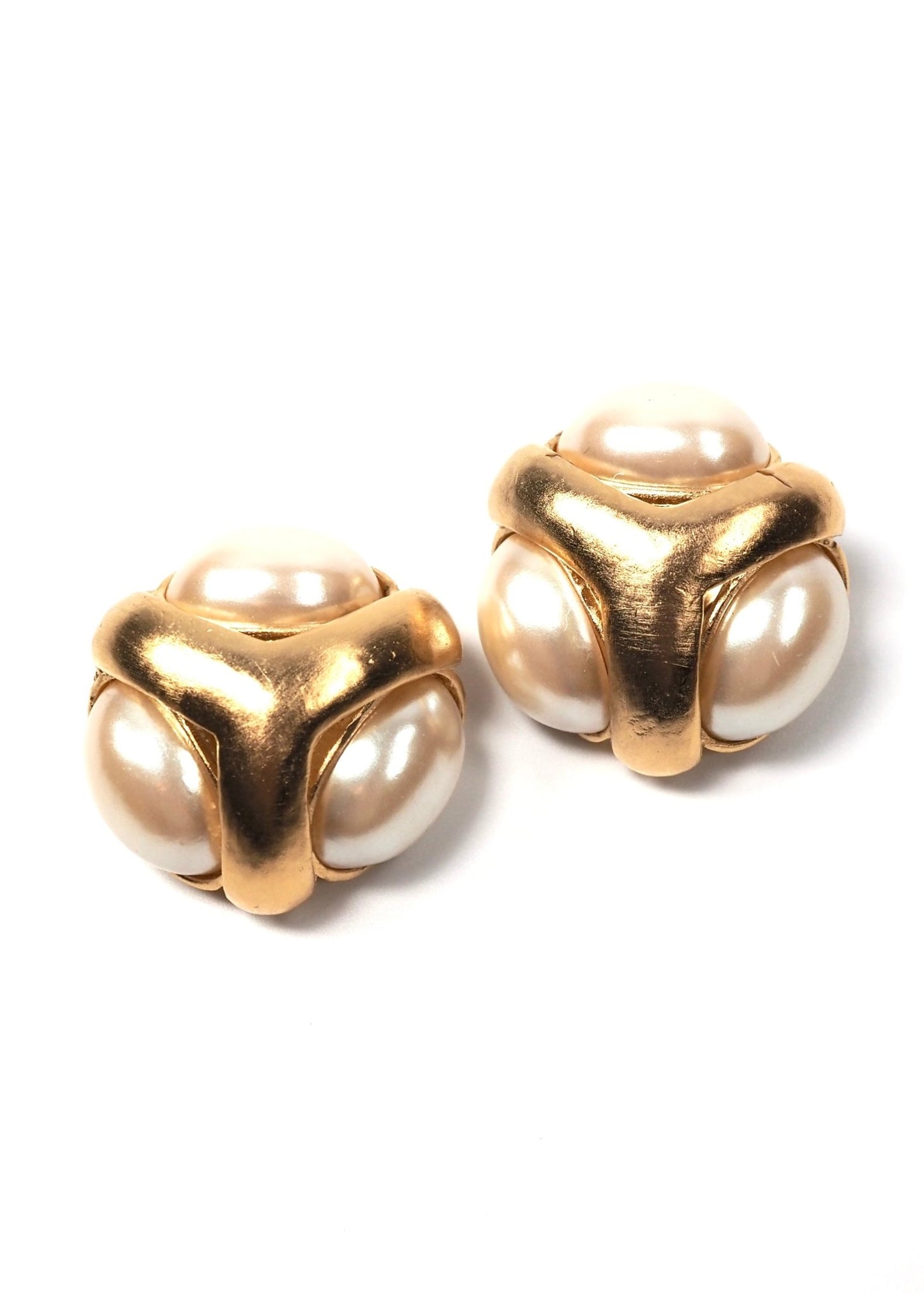 Tercet Gold and Pearl Earrings - Georgie's NYC - Earrings