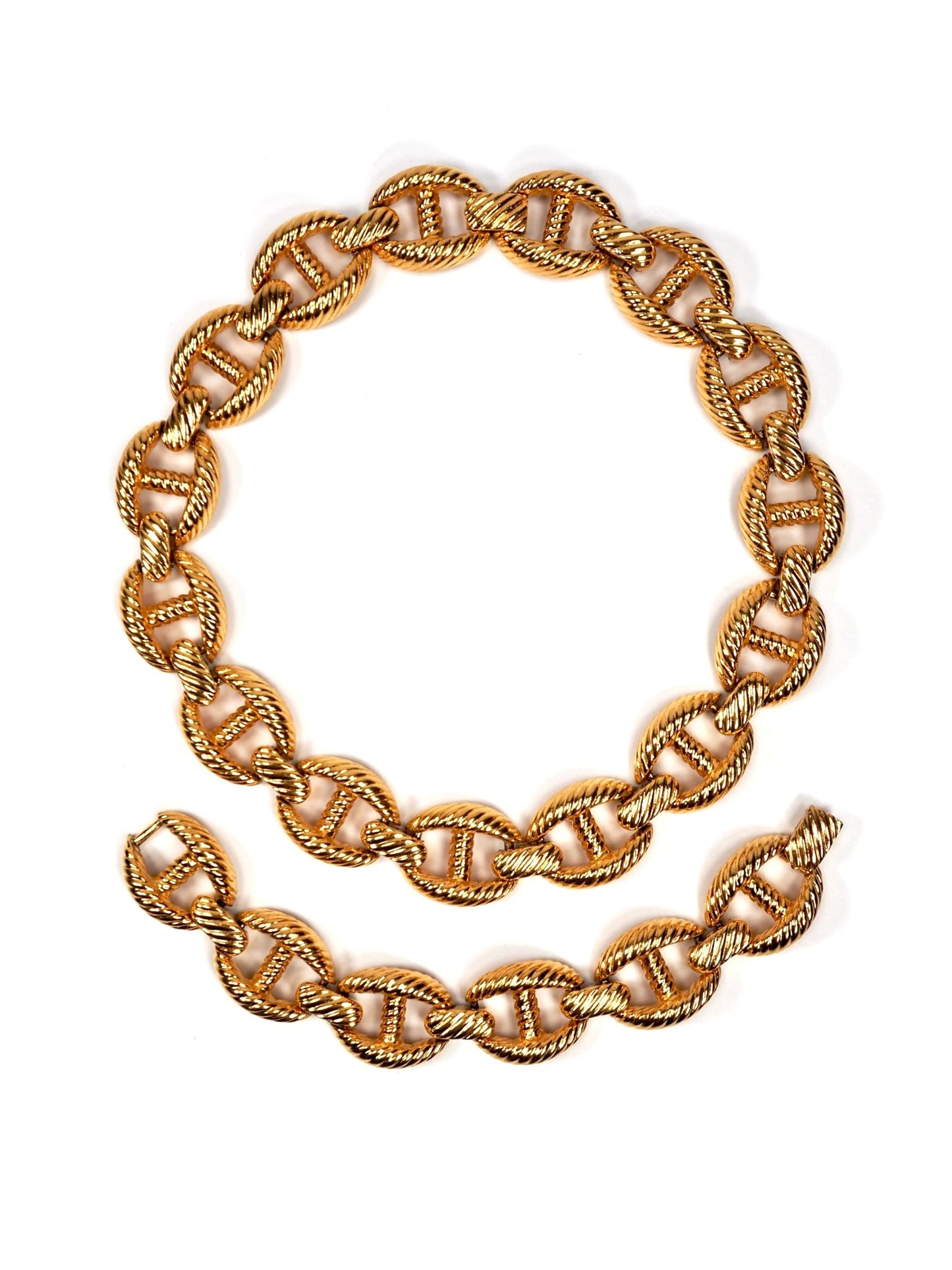 Textured Chunky Gold Anchor Chain Convertible Necklace and Bracelet Set - Georgie's NYC - Necklaces