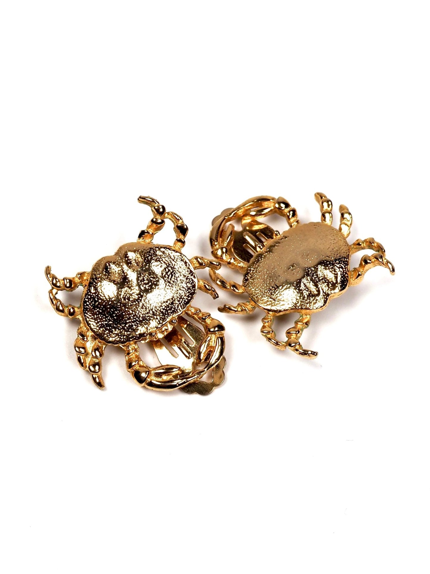 Textured Gold Zodiac Cancer Crab Earrings - Georgie's NYC - Earrings