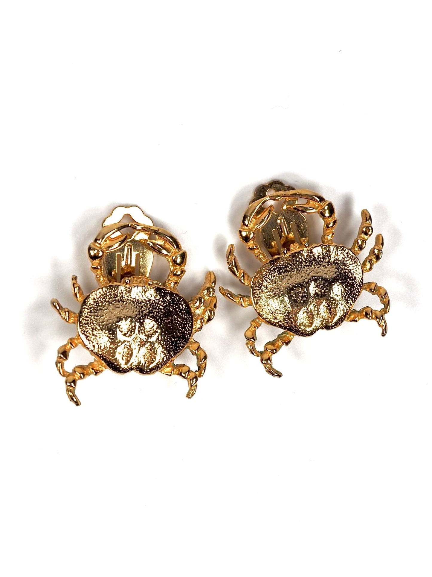 Textured Gold Zodiac Cancer Crab Earrings - Georgie's NYC - Earrings