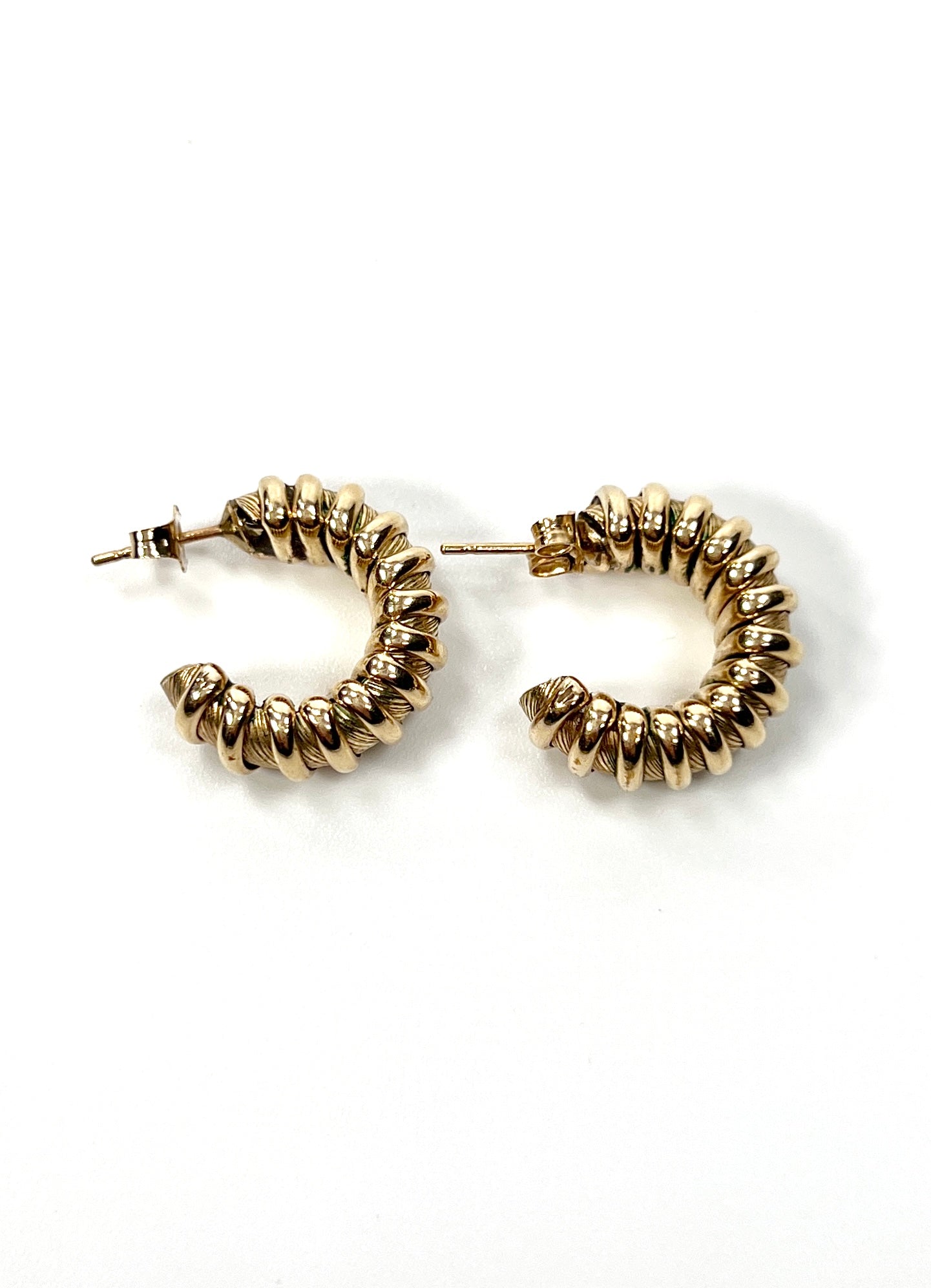 Textured Striped 14K Gold Hoop Earrings - Georgie's NYC - Earrings