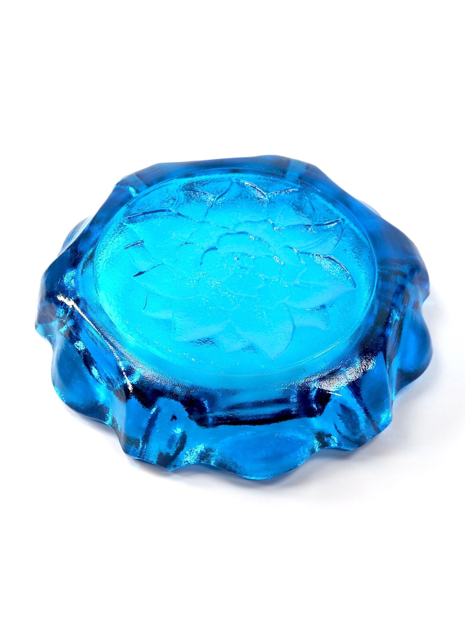 Tiara Exclusives by Indiana Glass Blue Lotus Flower Large Ashtray - Georgie's NYC - Ashtrays