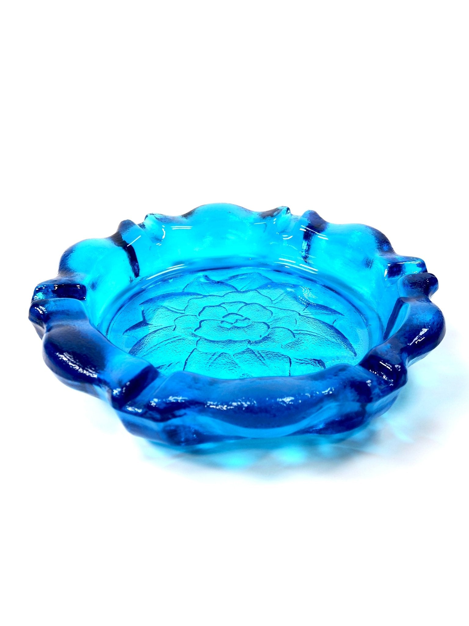 Tiara Exclusives by Indiana Glass Blue Lotus Flower Large Ashtray - Georgie's NYC - Ashtrays