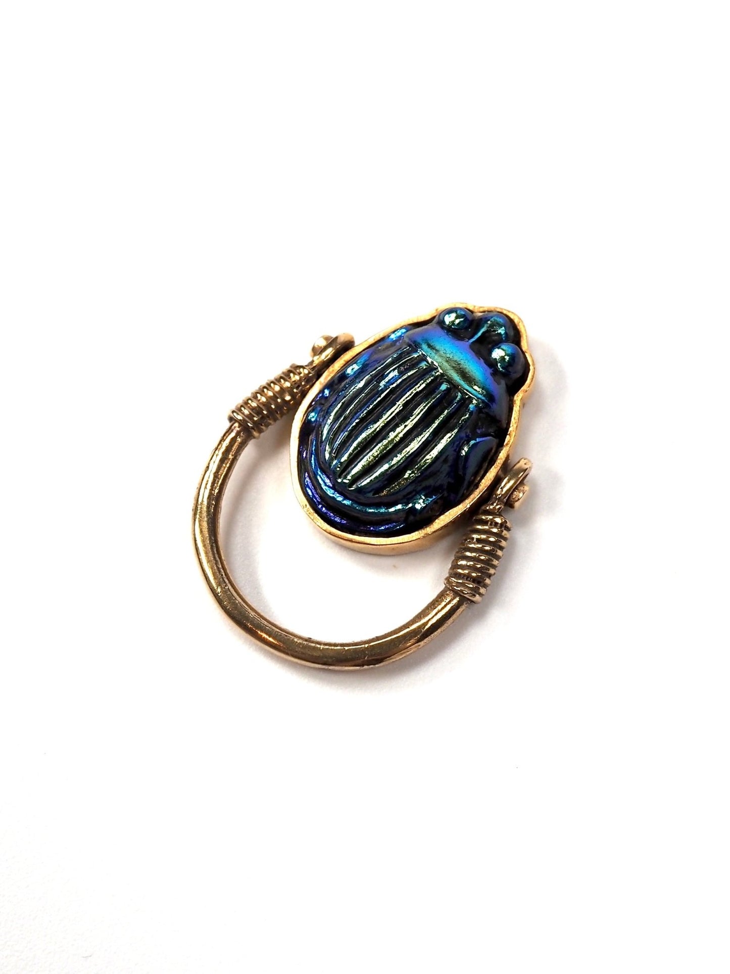 Tiffany & Co. Favrile Glass Scarab 14K Gold Ring - Georgie's NYC - Rings