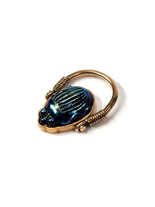 Tiffany & Co. Favrile Glass Scarab 14K Gold Ring - Georgie's NYC - Rings