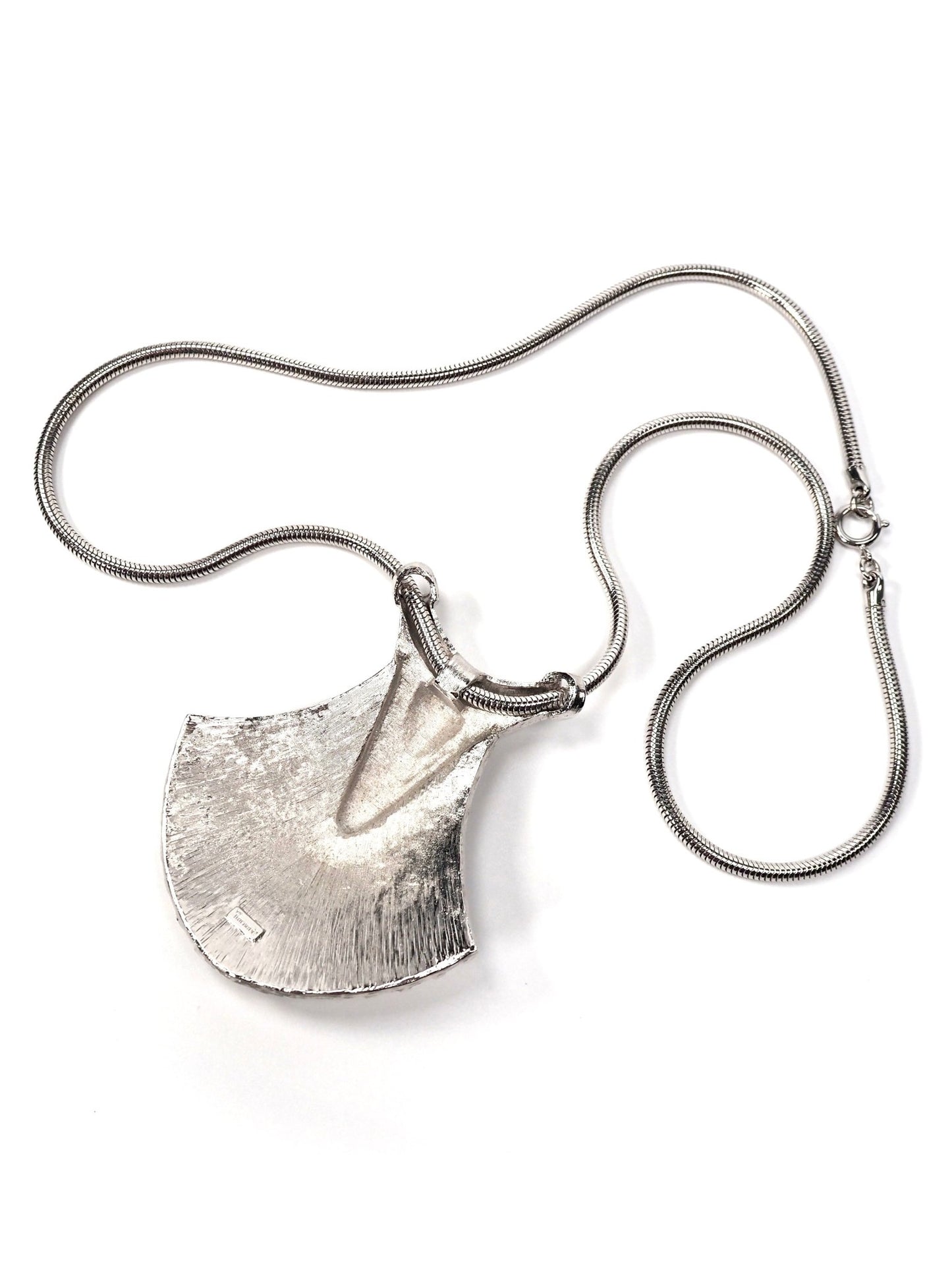 Trifari Art Deco Silver Snake Chain Pendant Necklace - Georgie's NYC - Necklaces