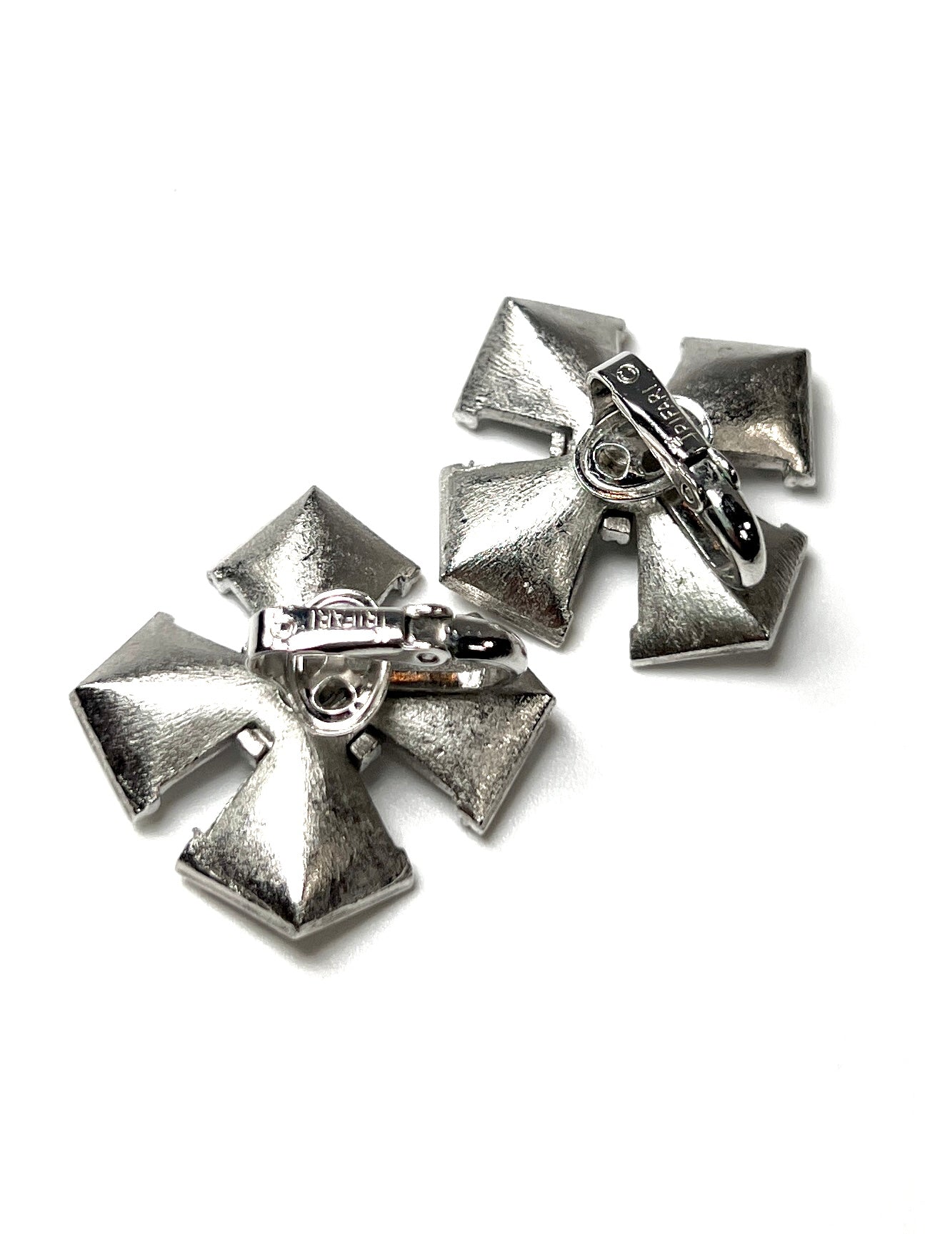 Trifari Brushed Silver Maltese Cross Earrings - Georgie's NYC - Earrings