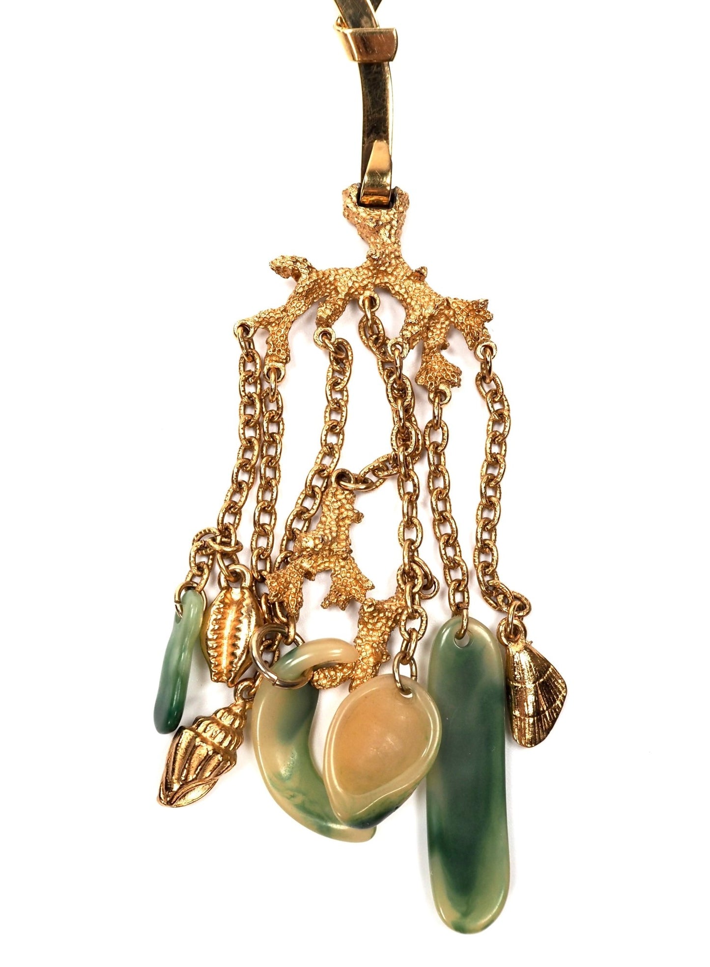 Trifari Under the Sea Gold and Green Lucite Choker Necklace - Georgie's NYC - Necklaces