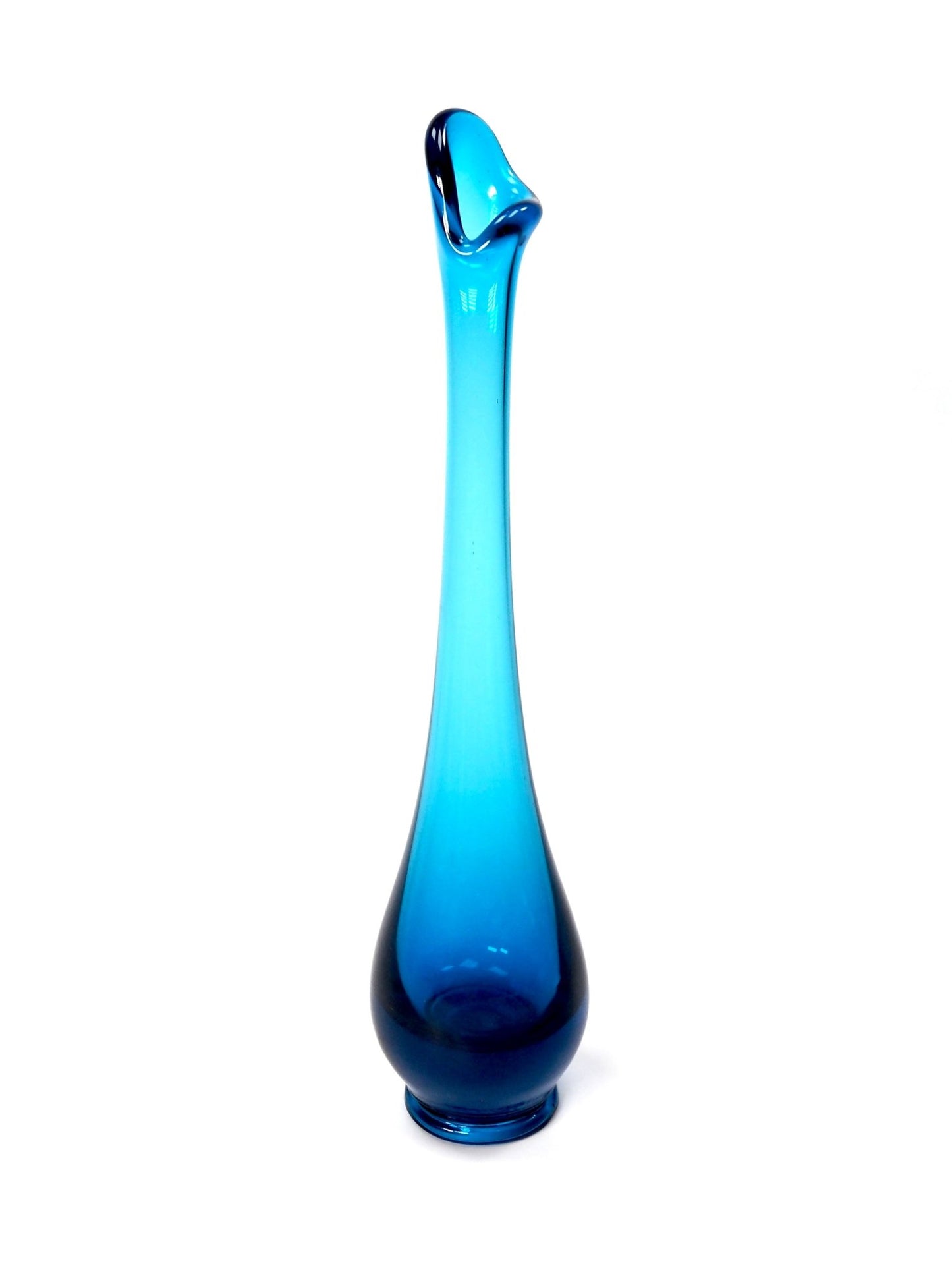 Viking Blue Epic Bud Glass Swung Vase - Georgie's NYC - Vases