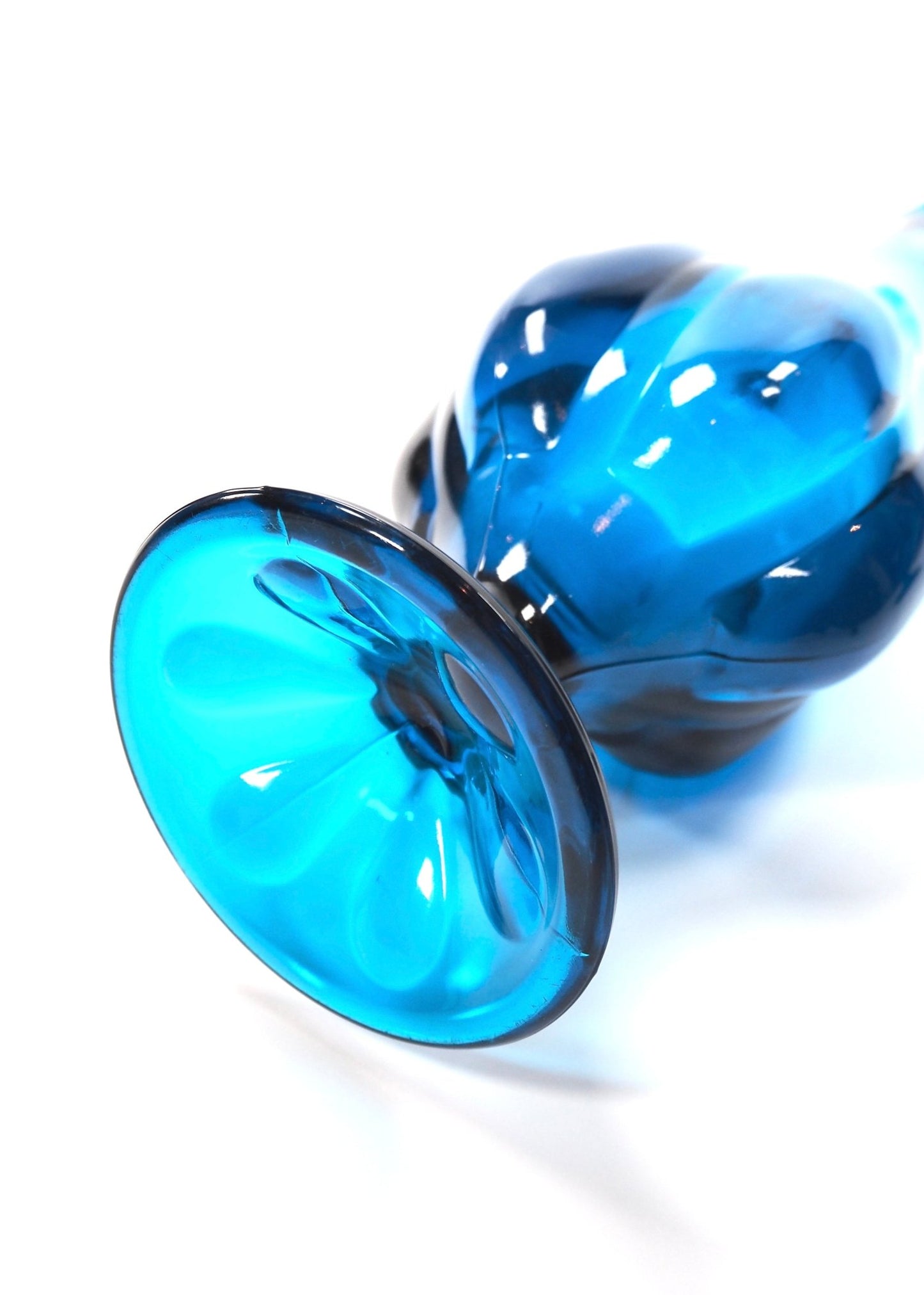 Viking Blue Six Petal Large Glass Swung Vase - Georgie's NYC - Vases