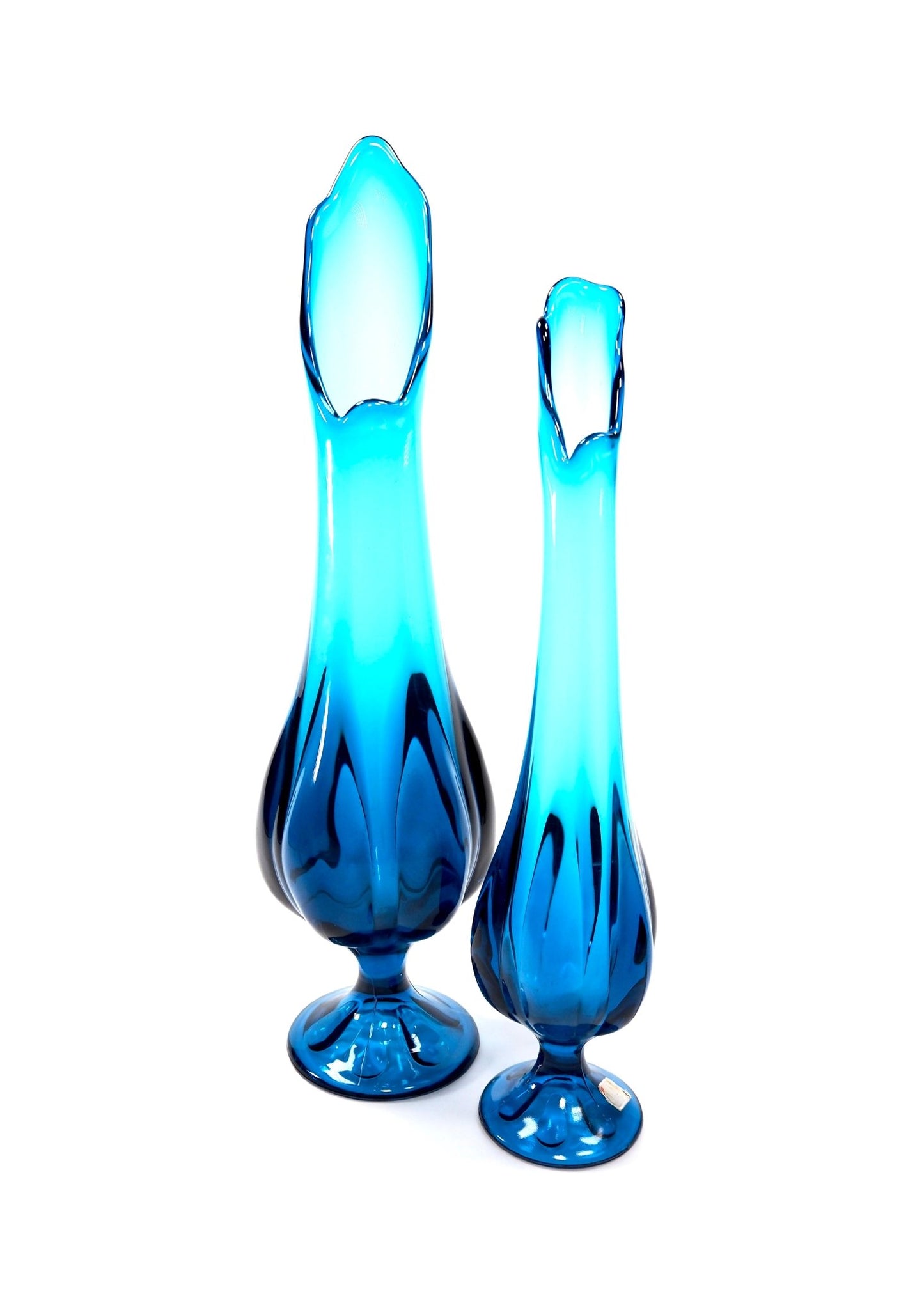 Viking Blue Six Petal Large Glass Swung Vase - Georgie's NYC - Vases