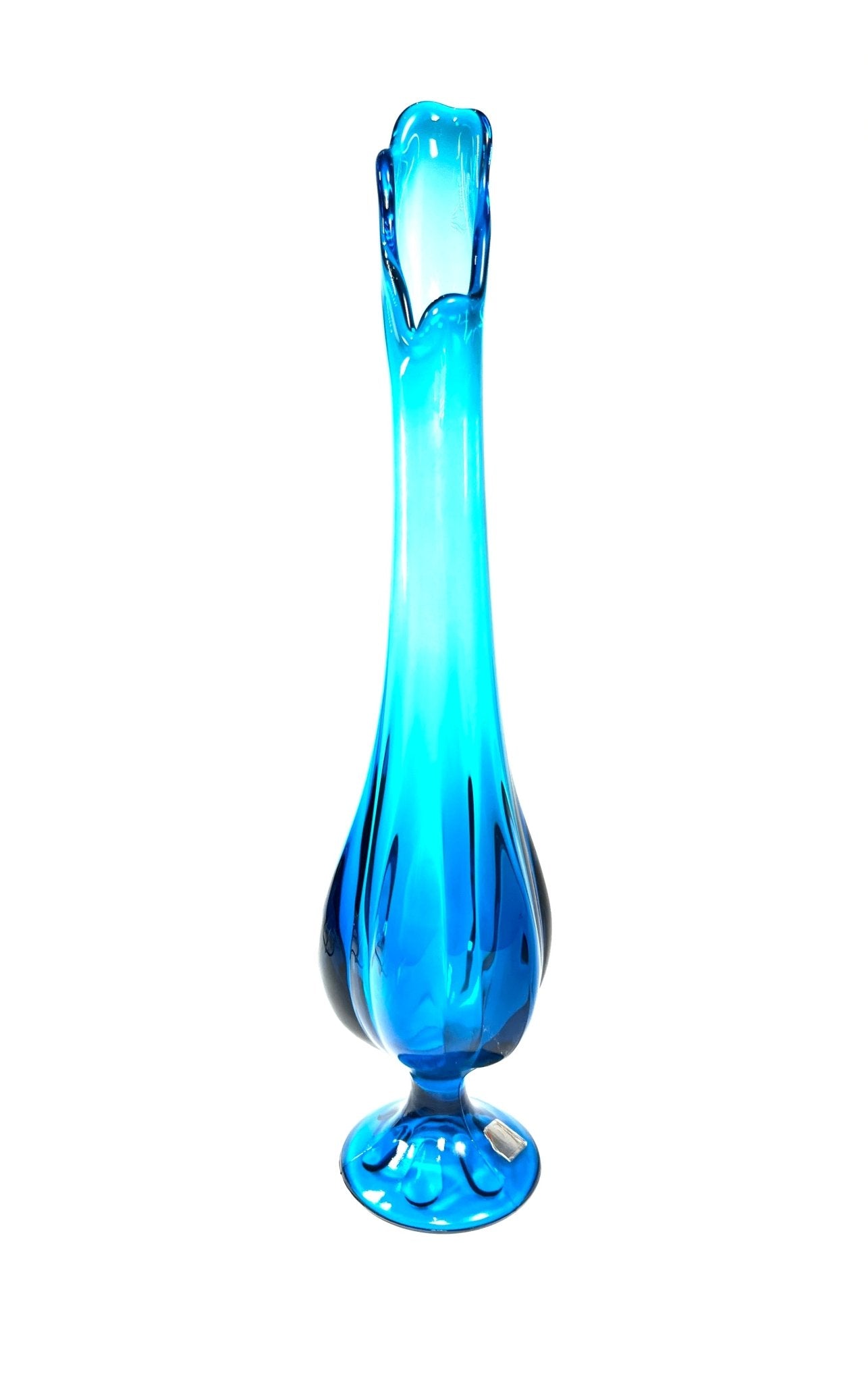 Viking Six Petal Blue Glass Swung Vase - Georgie's NYC - Vases