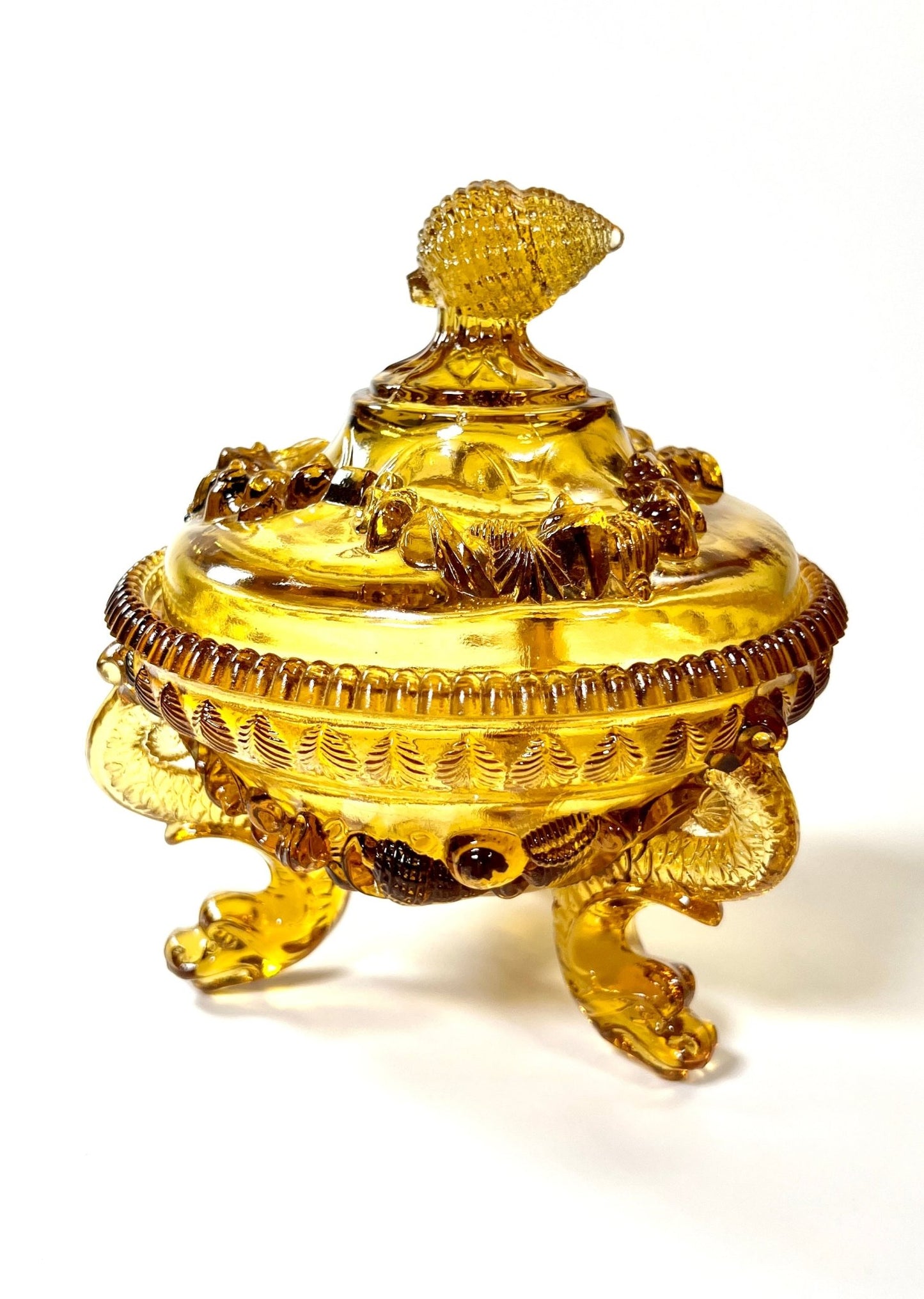 Westmoreland Amber Argonaut Nautilus Candy Dish - Georgie's NYC - Decorative Jars