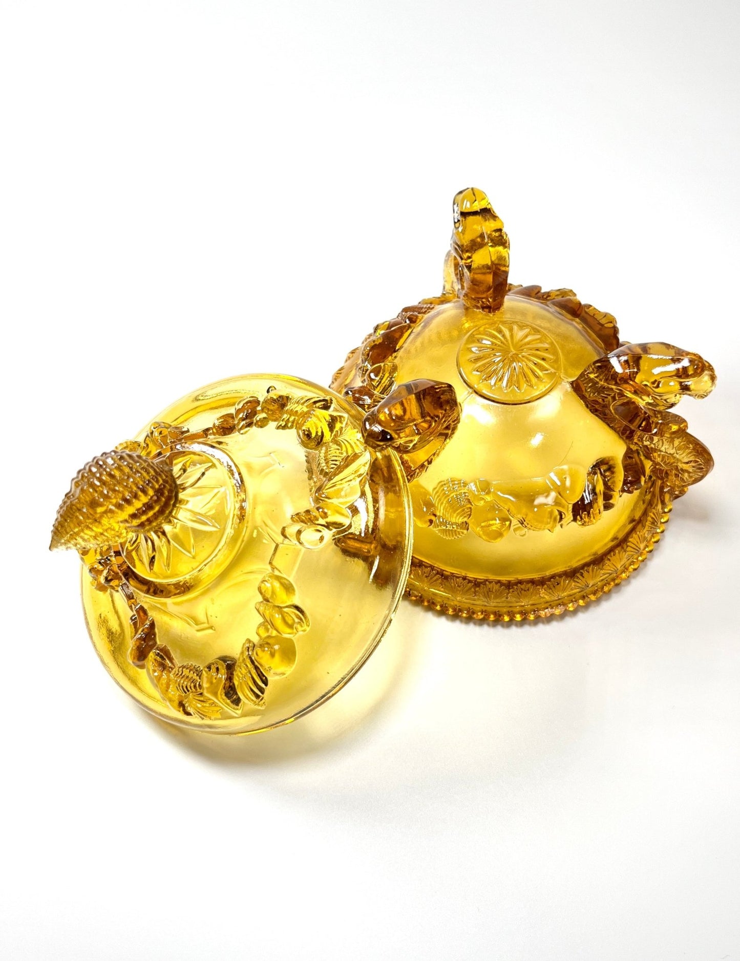 Westmoreland Amber Argonaut Nautilus Candy Dish - Georgie's NYC - Decorative Jars