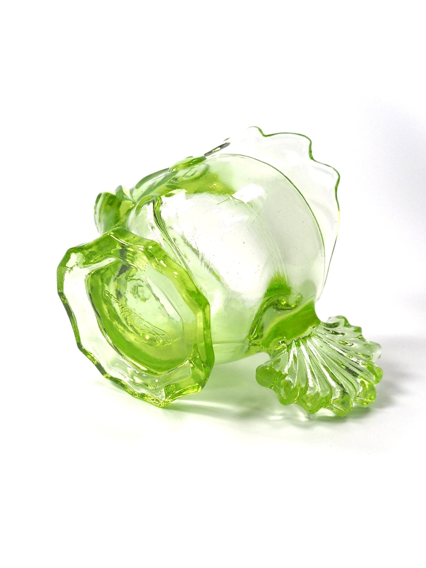 Wilkerson Green Fish Uranium Glass Creamer Bowl - Georgie's NYC - Sugar Bowls & Creamers
