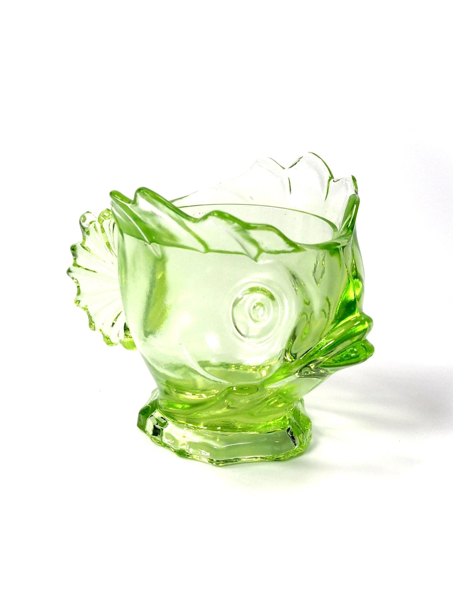 Wilkerson Green Fish Uranium Glass Creamer Bowl - Georgie's NYC - Sugar Bowls & Creamers