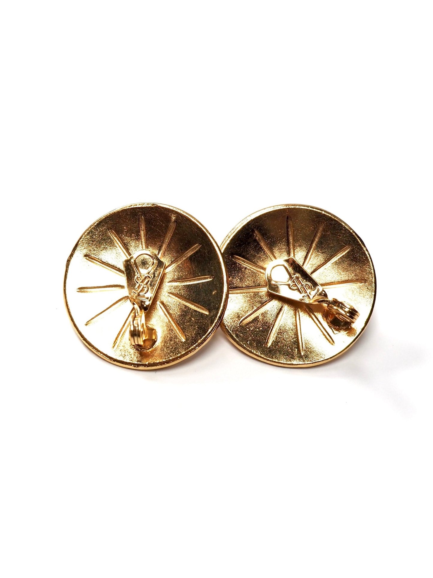 Yves Saint Laurent Glam Gold and Purple Round Earrings - Georgie's NYC - Earrings