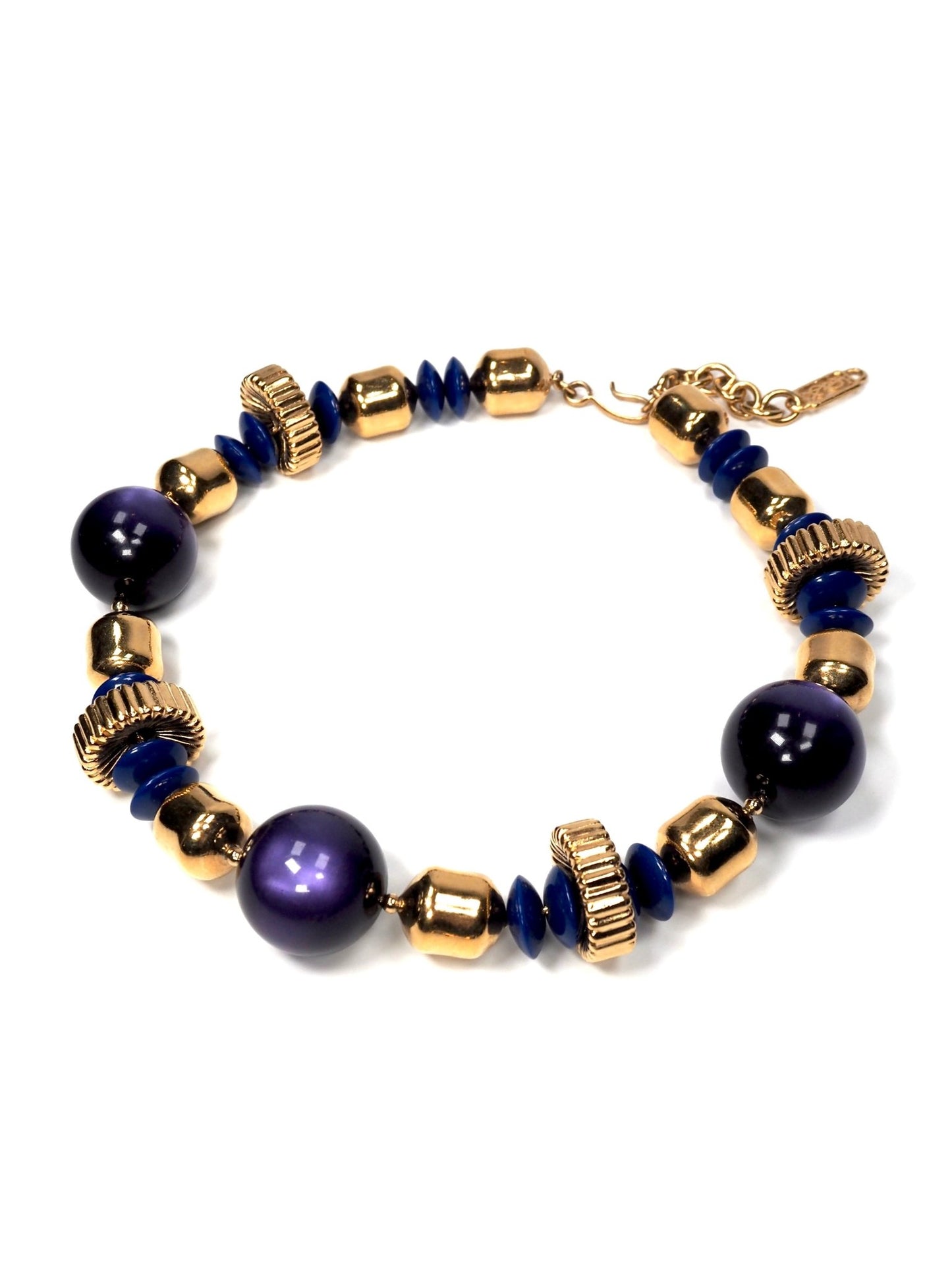 Yves Saint Laurent Gold and Purple Chunky Resin Beaded Necklace - Georgie's NYC - Necklaces