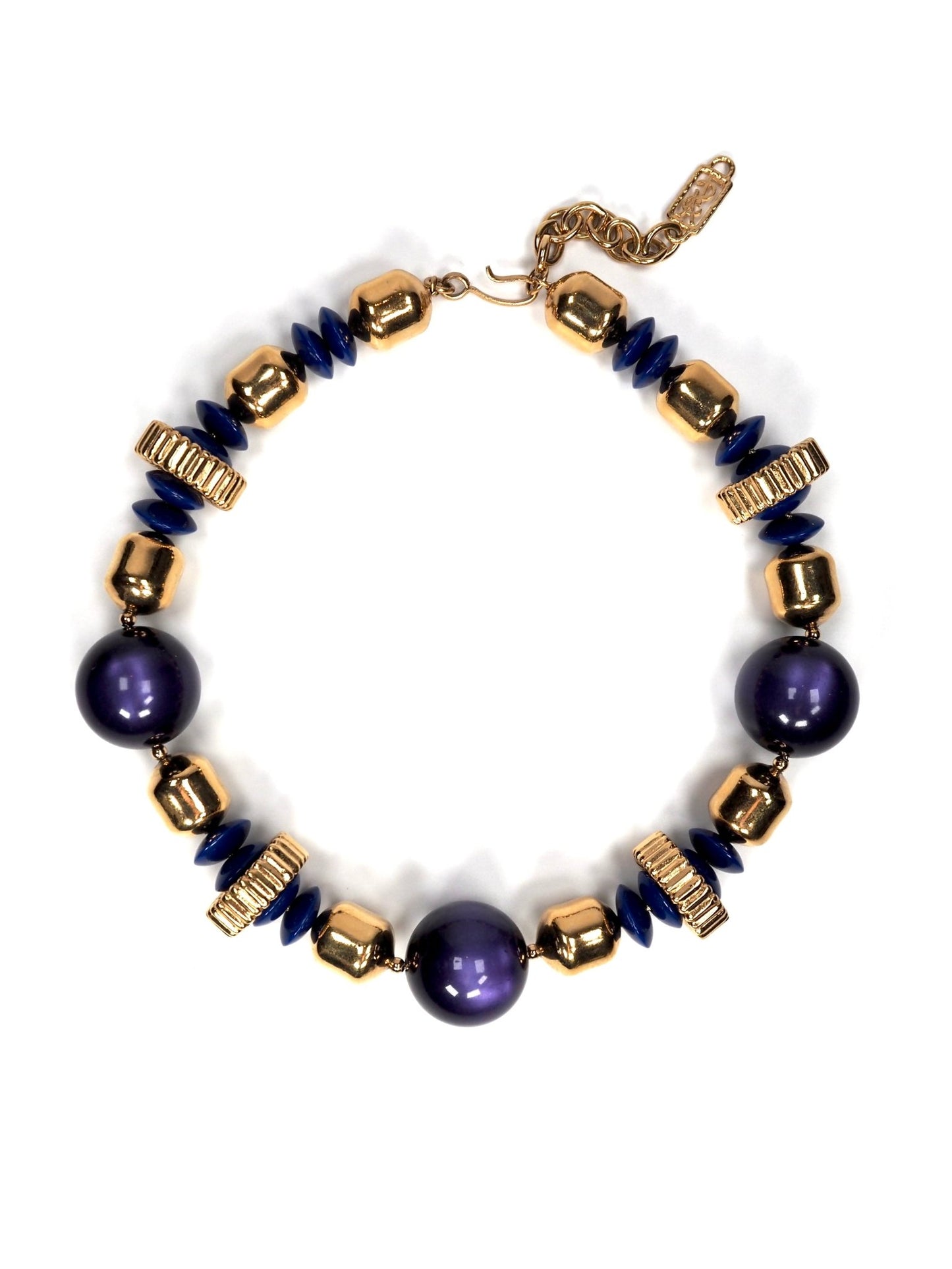 Yves Saint Laurent Gold and Purple Chunky Resin Beaded Necklace - Georgie's NYC - Necklaces