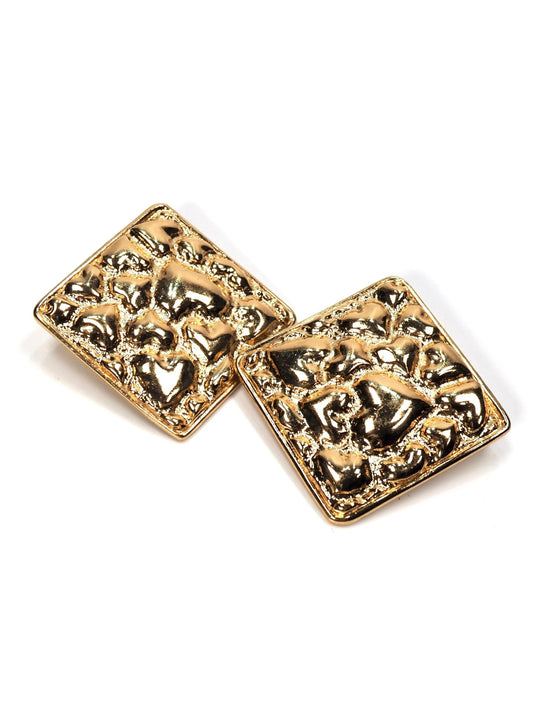Yves Saint Laurent Gold Heart Square Earrings - Georgie's NYC - Earrings