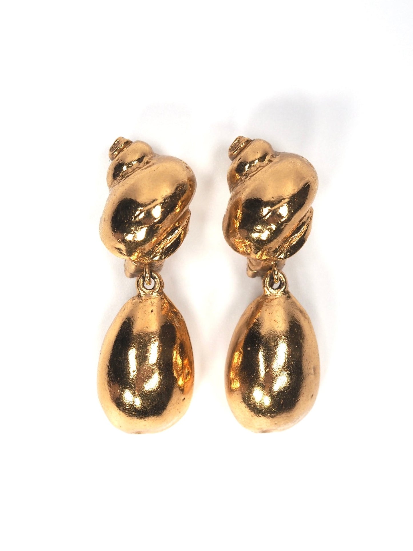 Yves Saint Laurent Gold Seashell Dangle Earrings - Georgie's NYC - Earrings