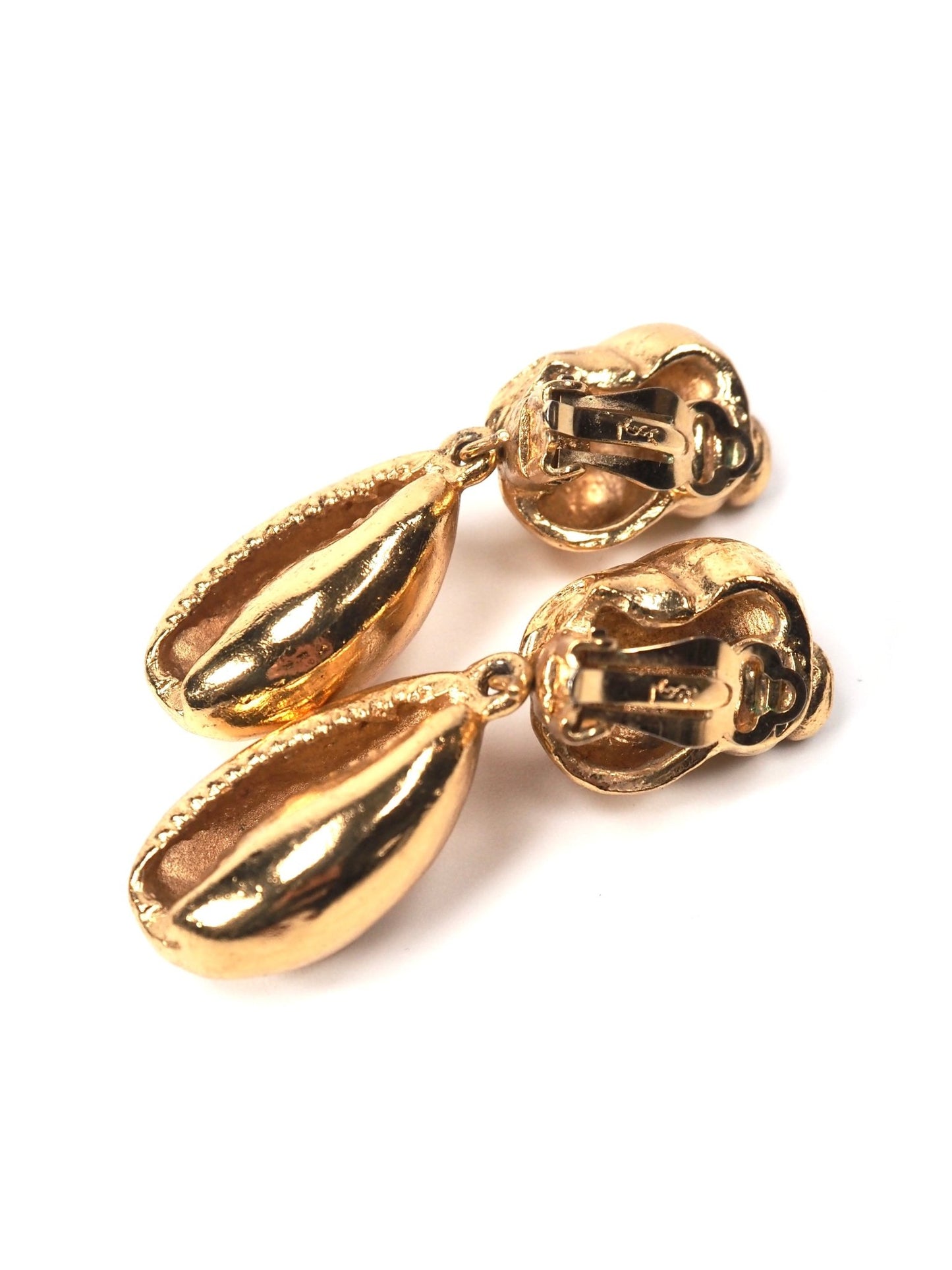 Yves Saint Laurent Gold Seashell Dangle Earrings - Georgie's NYC - Earrings