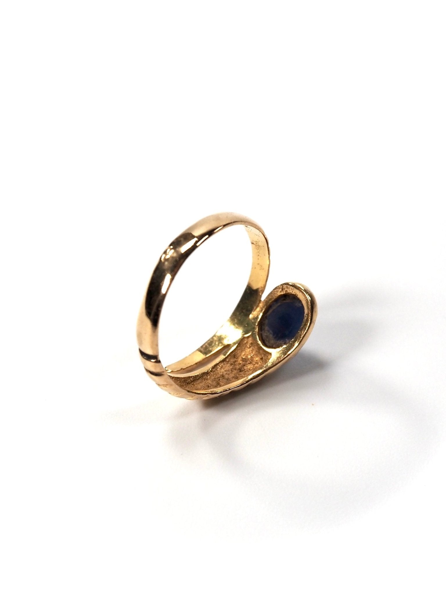 18K Gold Diamond and Star Sapphire Mid Century Snake Ring - Georgie's NYC - Rings