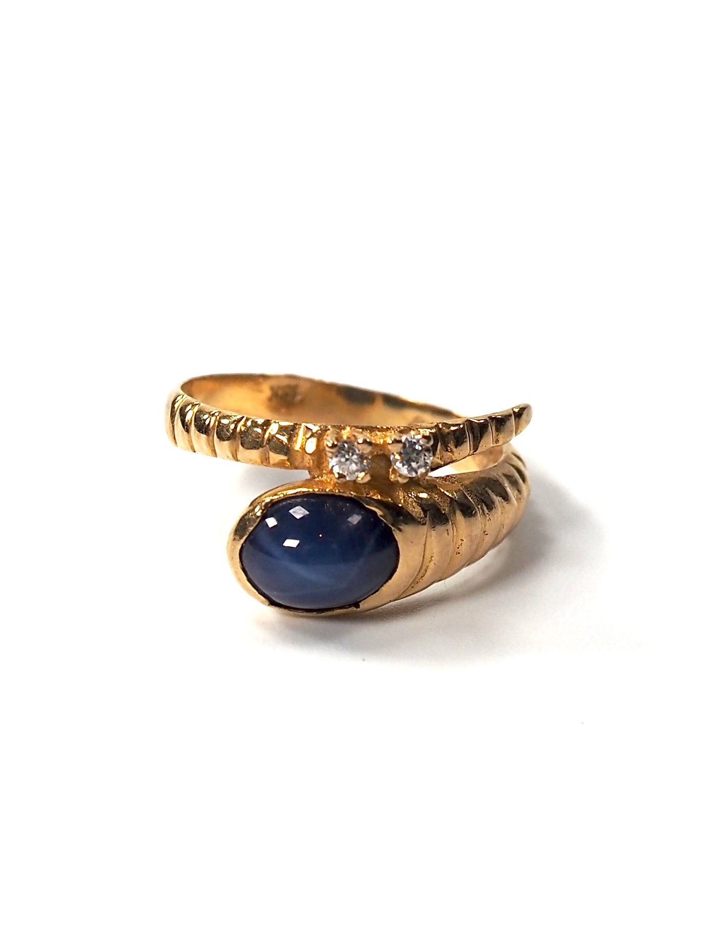 18K Gold Diamond and Star Sapphire Mid Century Snake Ring - Georgie's NYC - Rings